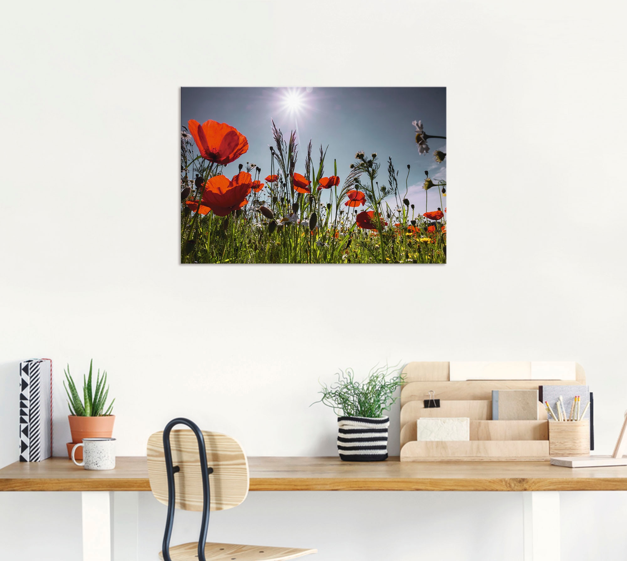 Artland Alu-Dibond-Druck »Mohnblumenwiese« Blumenwiese 1 Stk. tlg. für Innen- und Außenbereich geeignet, Outdoorbild