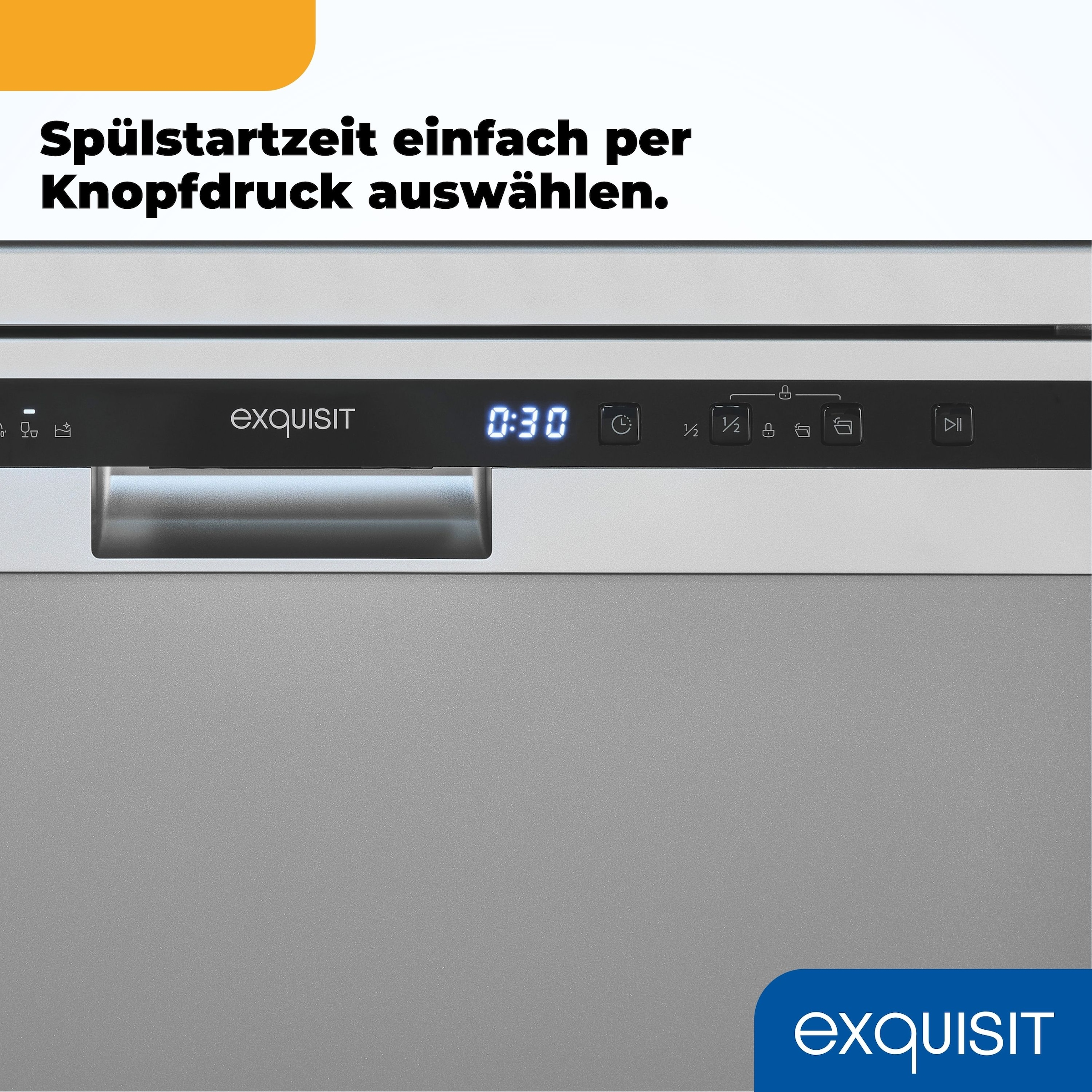 exquisit Standgeschirrspüler 6314 »GSP6314-030C silber« 10,2 l 14 tlg. Maßgedecke Effizient, leise, 14 Maßgedecke – smartes Spülen mit LED-Komfort