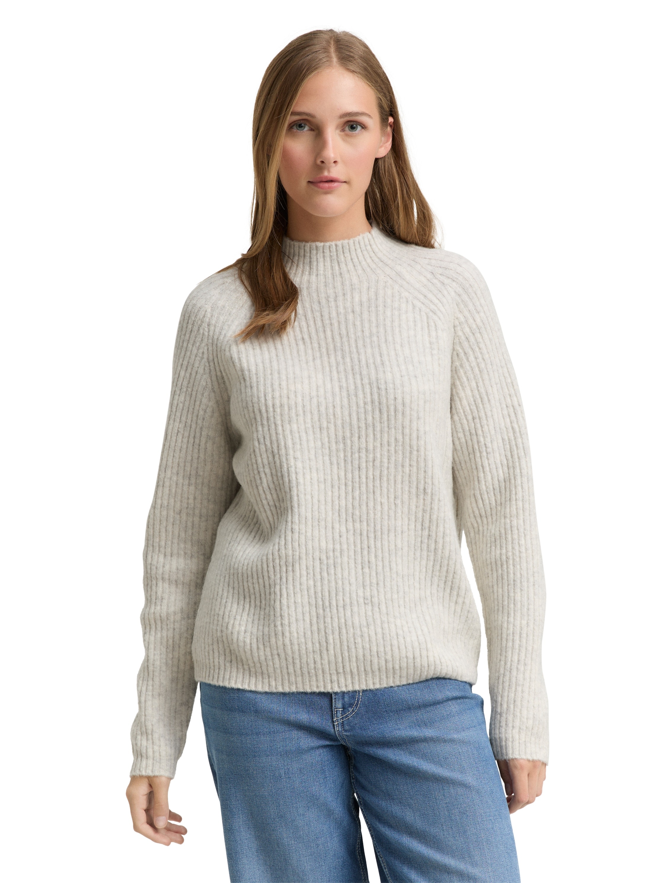 TOM TAILOR Denim Strickpullover mit Stehkragen