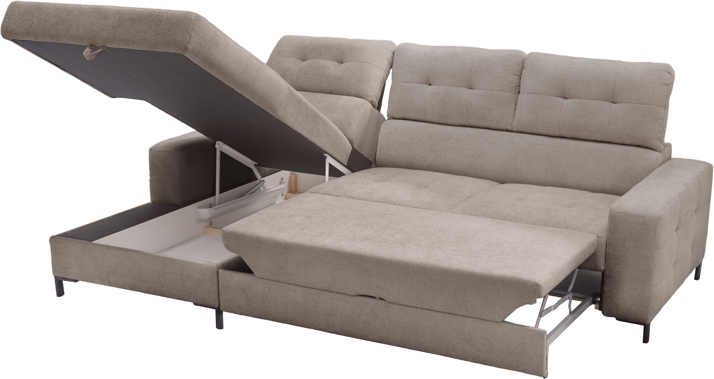 exxpo - sofa fashion Ecksofa »Bonito, mit Rücken- und Sitztiefenverstellung, inkl. Bett & Bettkasten«, Sitztiefenverstellung,Höhenverstellung