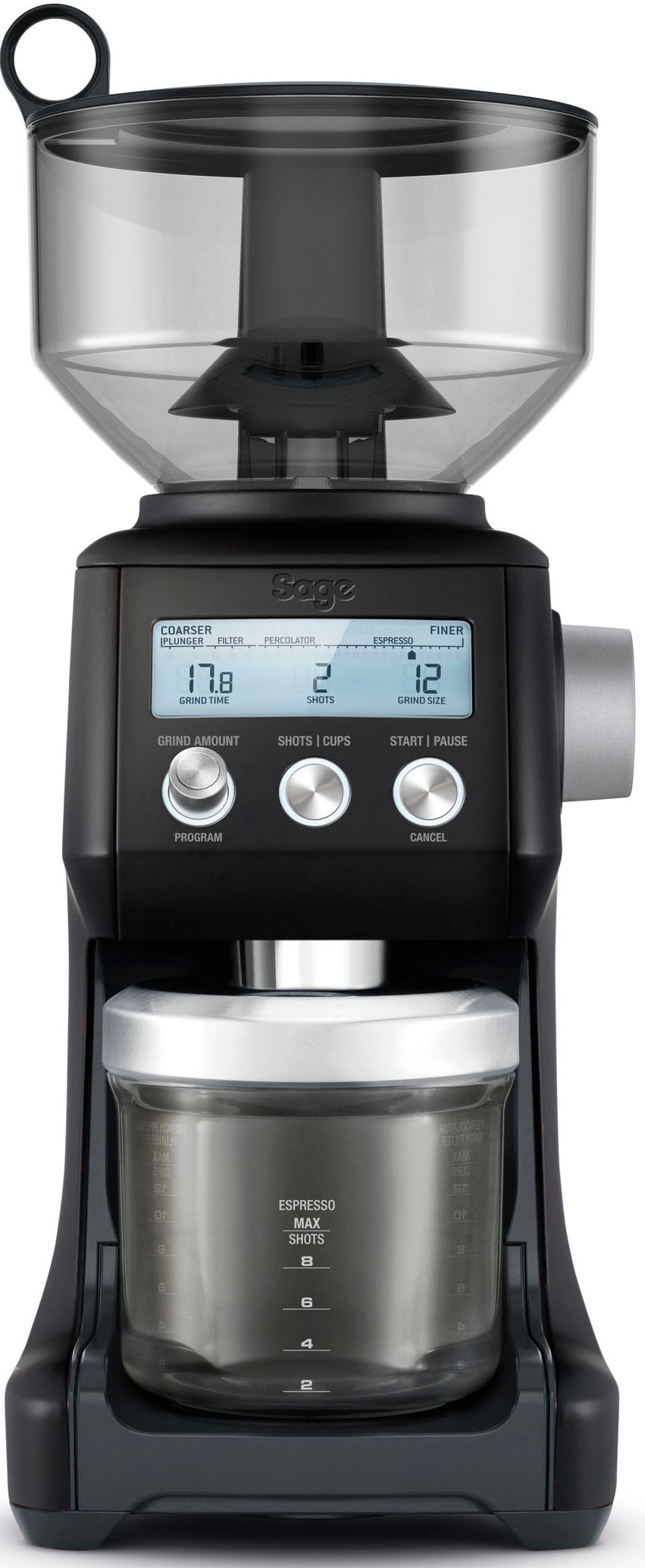 Sage Kaffeemühle »the Smart Grinder Pro SCG820BTR Black Truffle«, 165 W, Kegelmahlwerk, 450 g Bohnenbehälter