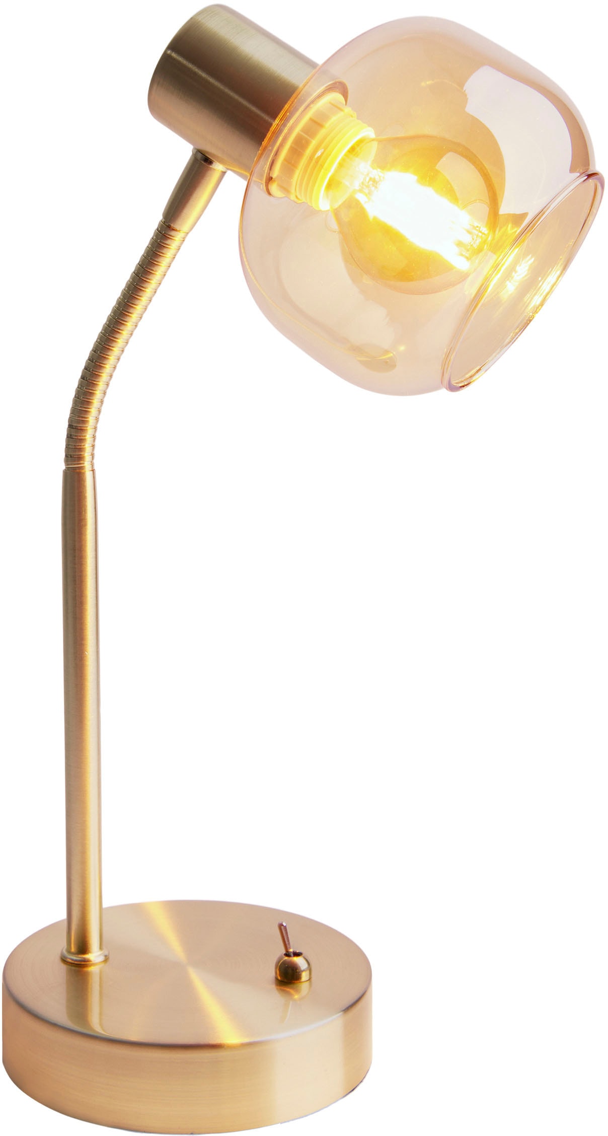 näve Tischleuchte »Libby«, 1 flammig, Leuchtmittel E14 | ohne Leuchtmittel, 1flg. flexibel verstellbar Glasschirm in amber getönt excl. 1xE14