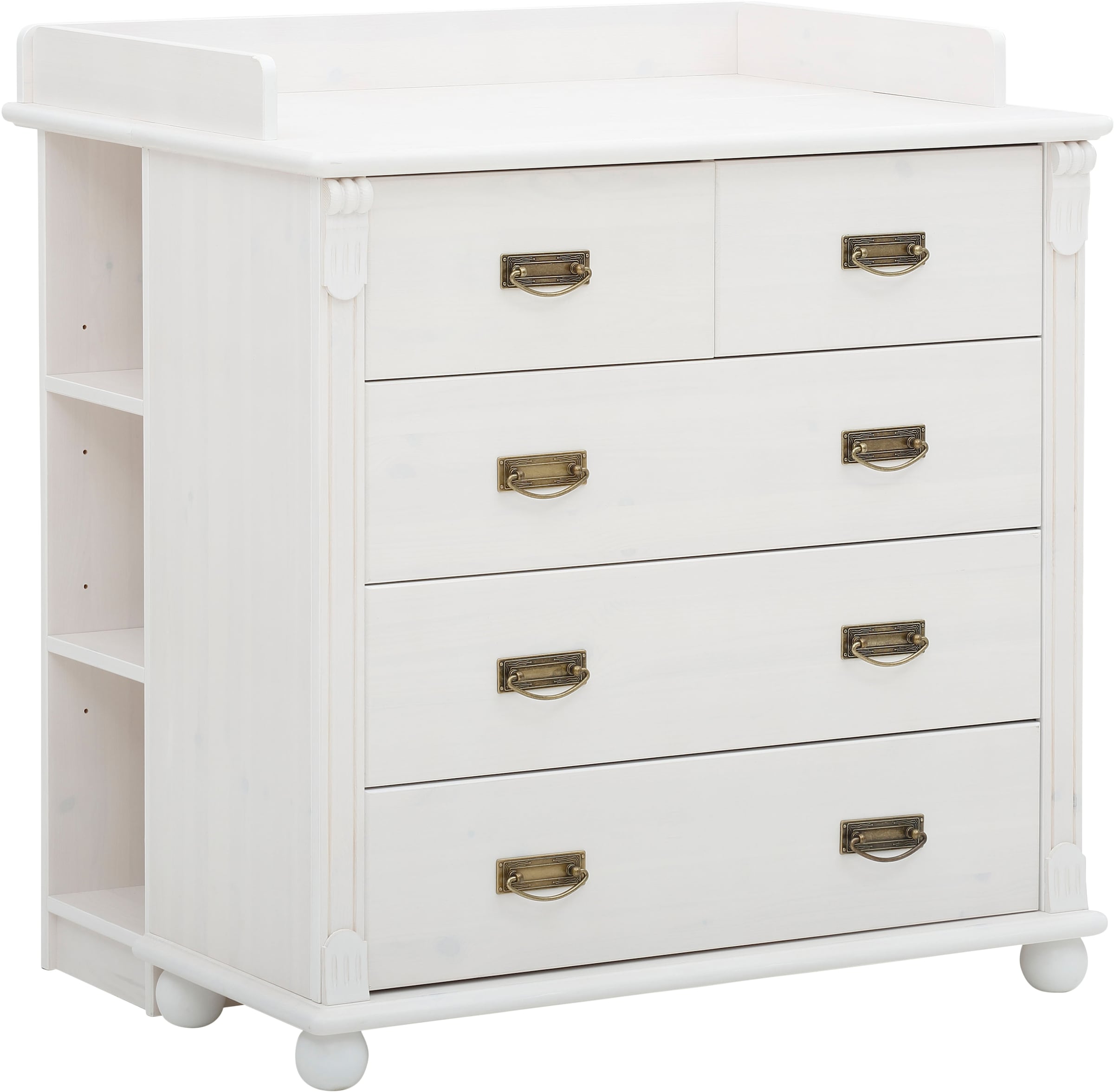 Lüttenhütt Babyzimmer-Komplettset »"Aimo", Landhausstil, stabile Qualität, edles Design, Messinggriffe«, (Set, 3 tlg., Kinderbett, Schrank, Wickelkommode), aus Massivholz; FSC®-Holz aus gewissenhaft bewirtschafteten Wäldern