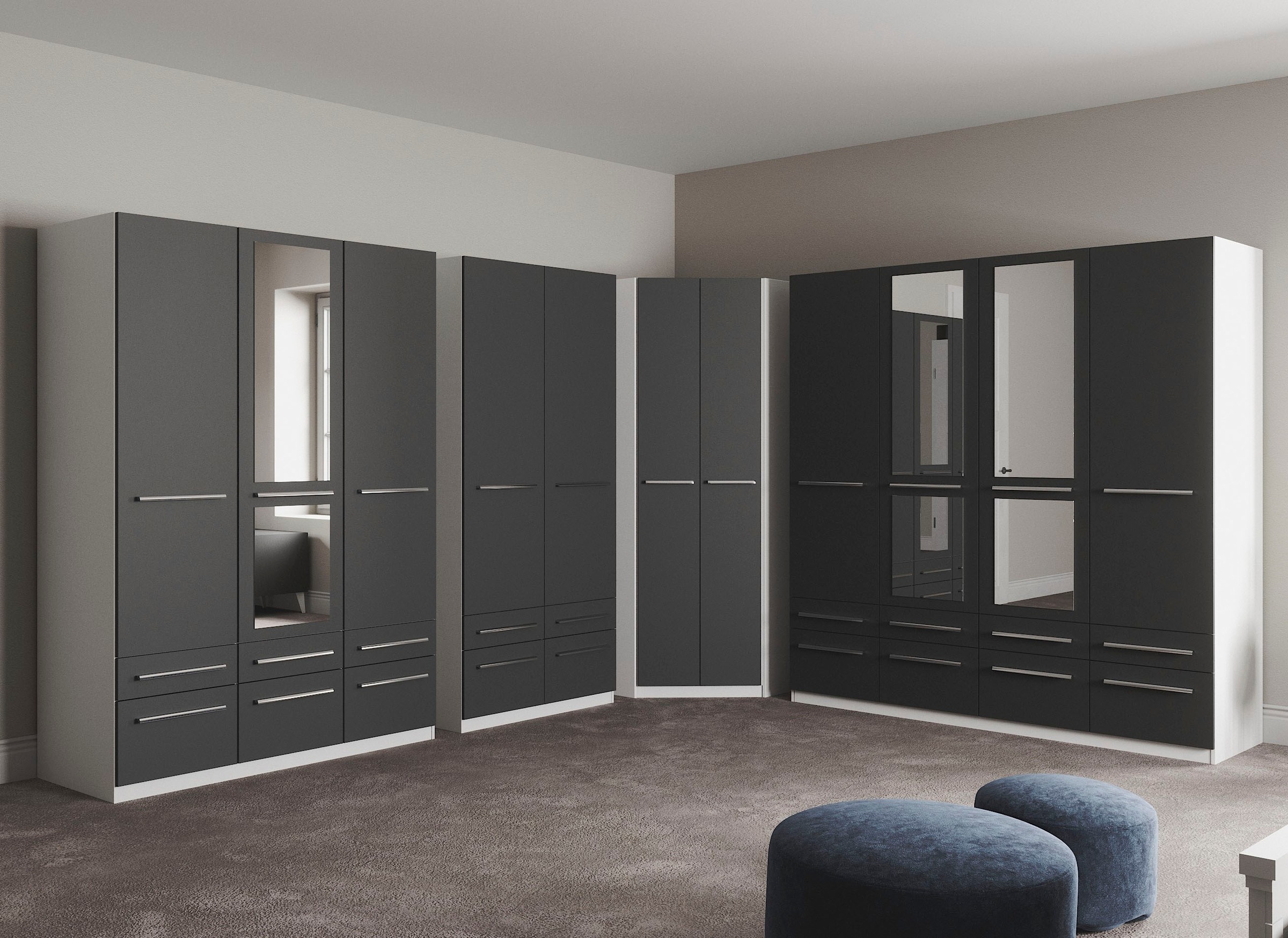 priess Kleiderschrank »Schrank Garderobe Wäscheschrank Barcelona in 5 Breiten«, viel Stauraum, geräumige Schubkästen, mit Spiegel, MADE IN GERMANY