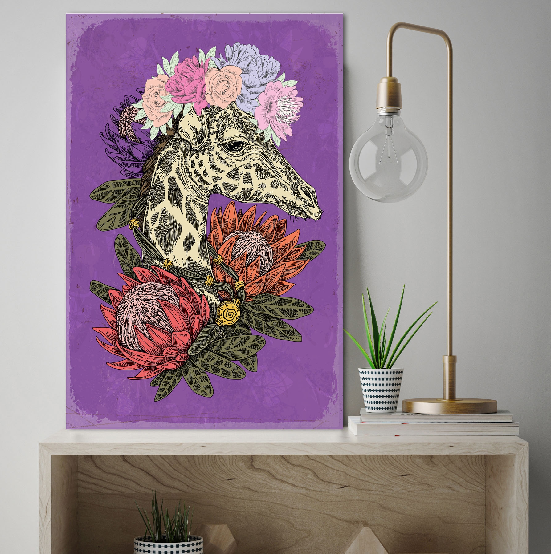 queence Metallbild »Flower Power«, Giraffe, (1 St.)