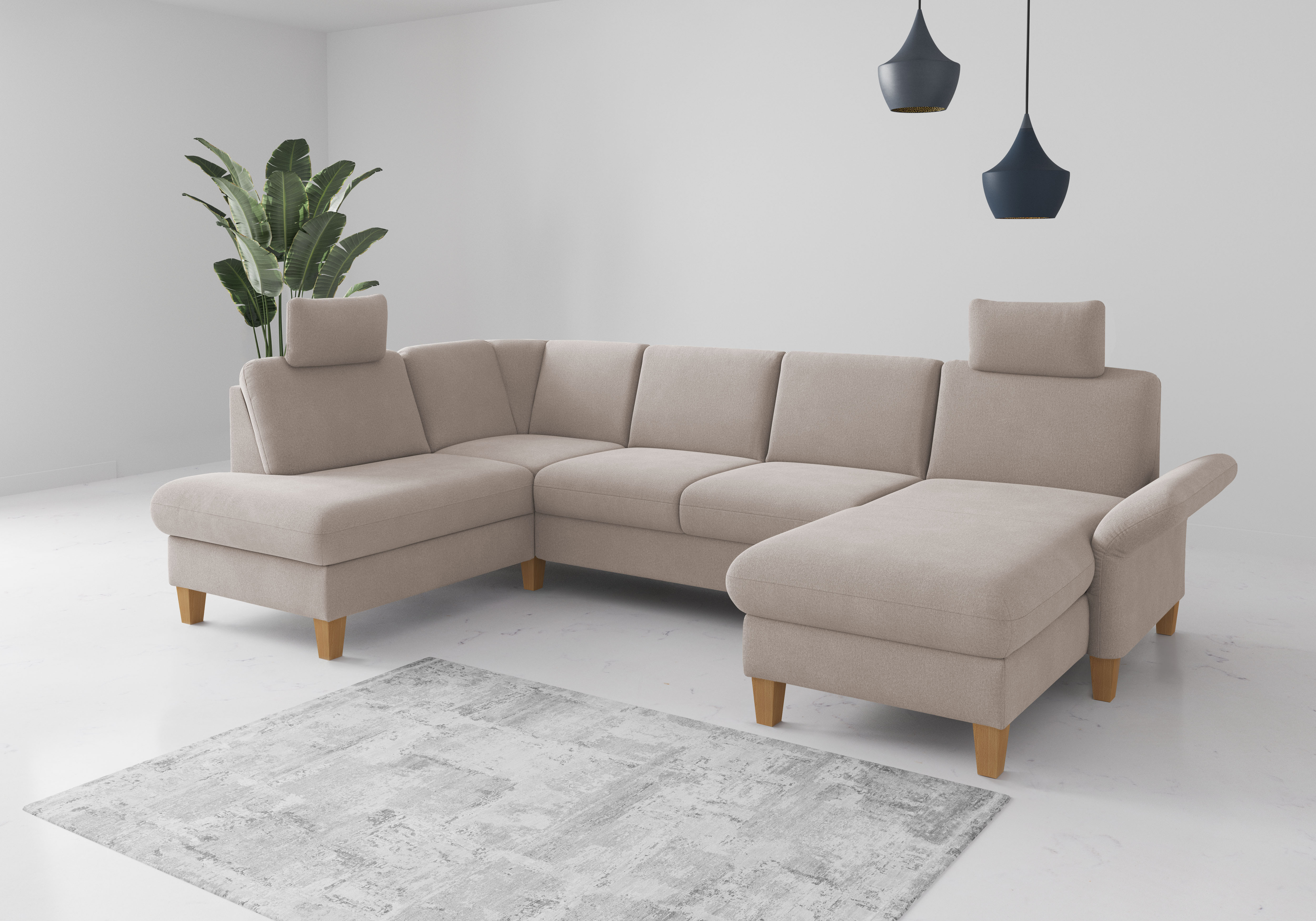 OTTO home Wohnlandschaft "Rochelle, U-Form" optional mit Armteilverstellung, mit Schlaffunktion & Bettkasten