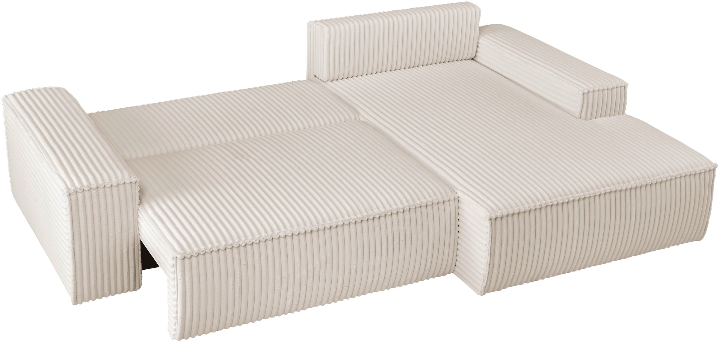 andas Ecksofa »Finnley Schlafsofa 267 cm in Bouclé, Struktur fein u. Cord, L-Form,«, Schlaffunktion m. Bettkasten (136/210 cm), Bouclé, Struktur und Cord