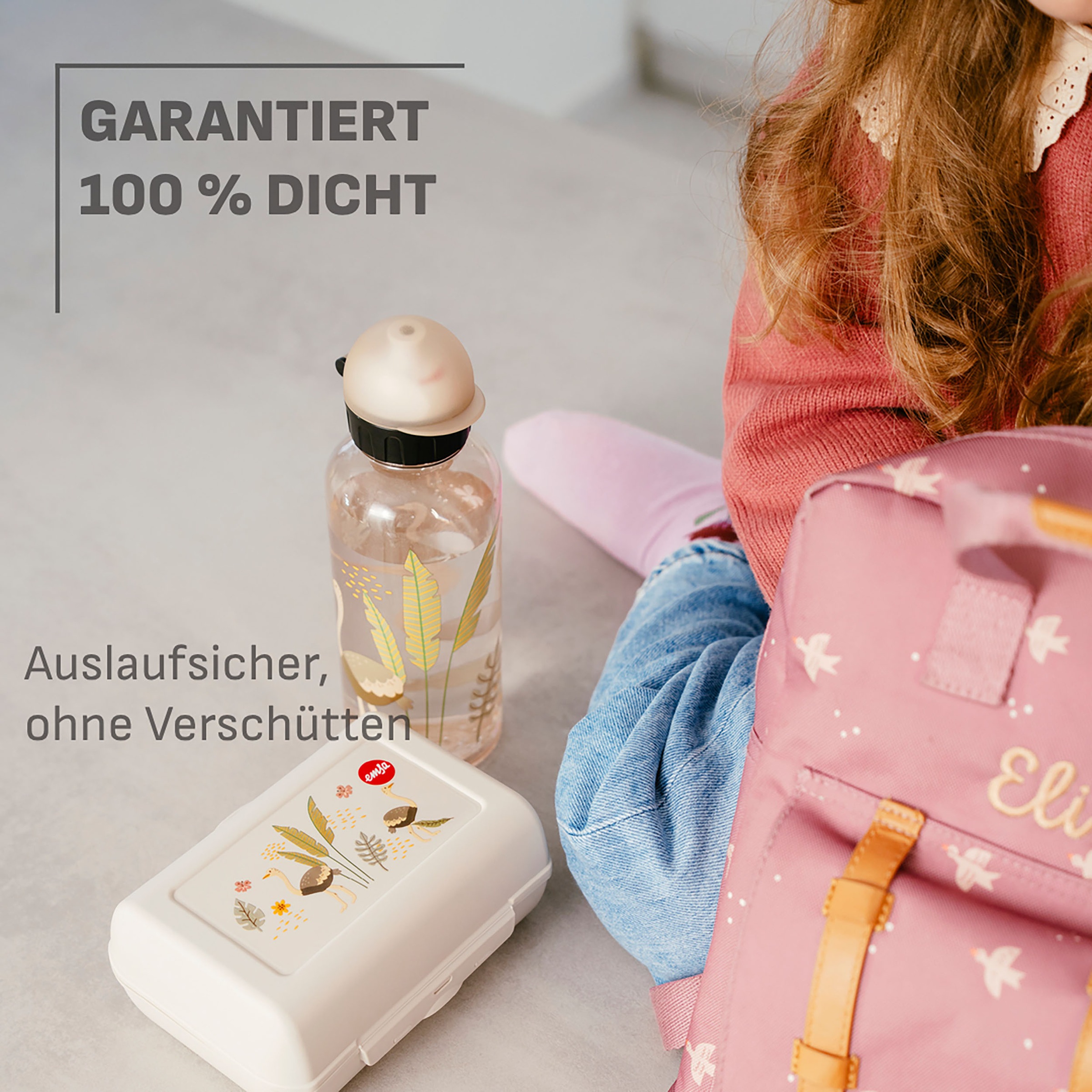 Emsa Kindergeschirr-Set »Kids« Tritan-Trinkflasche, 0,6 l, Vorratsdose mit herausnehmbarem Trenner
