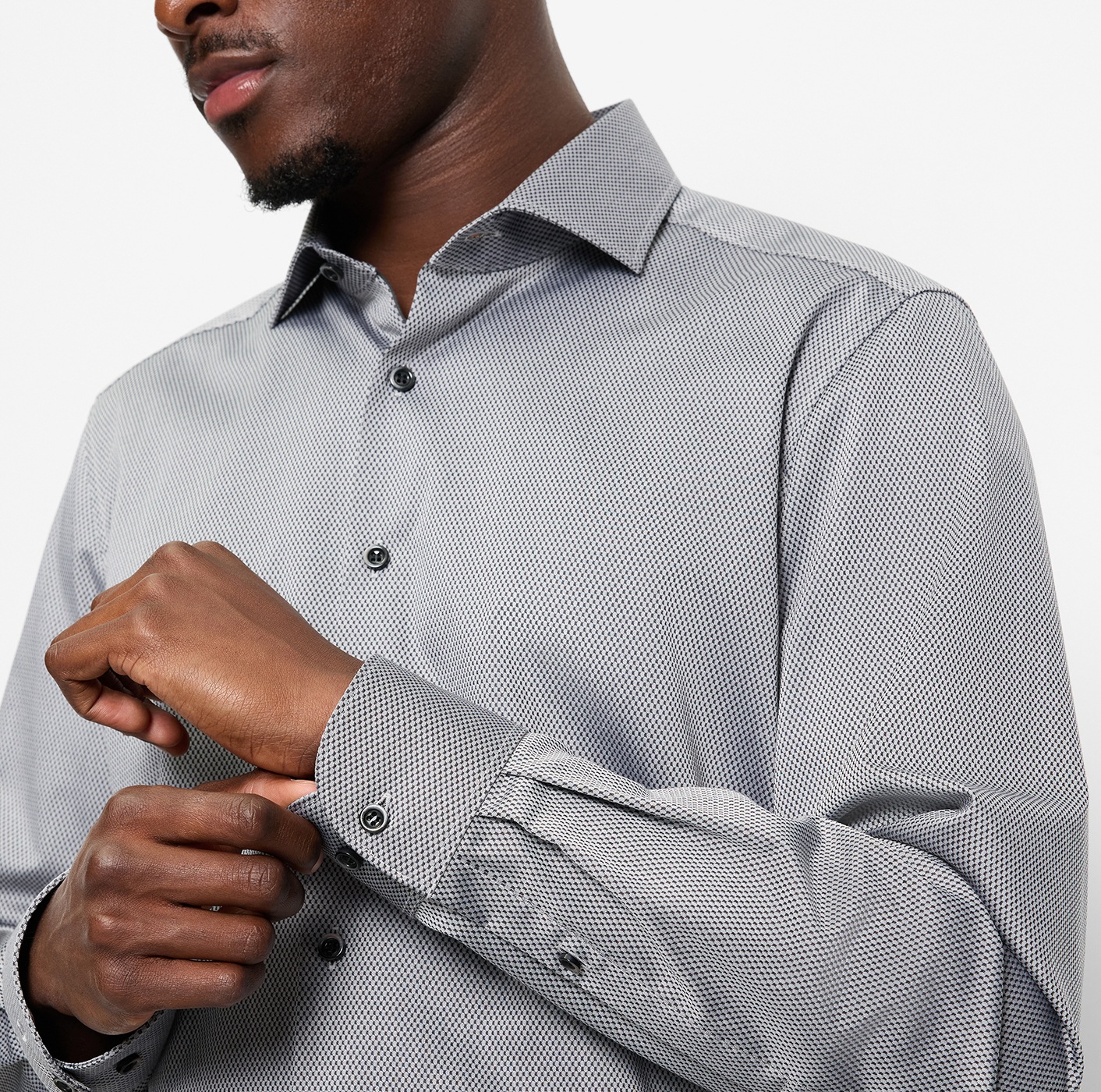 OLYMP Langarmhemd »Level Five« body fit, Businesshemd, Minimalprint, Royal-Kentkragen