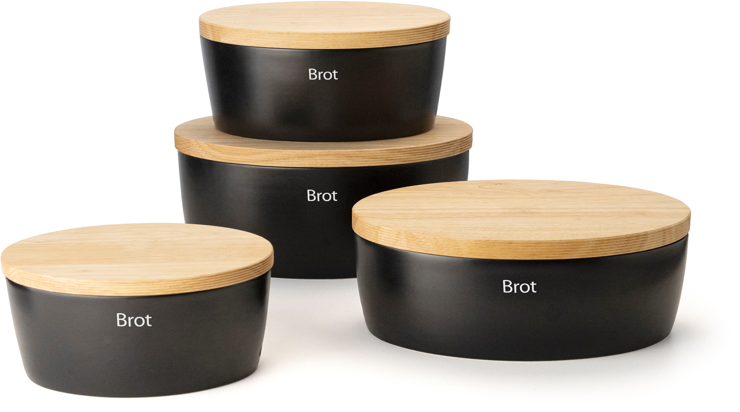 Continenta Brotkasten 1 Stk. tlg. Brottopf, mit Holzdeckel, auch als Brotschneidbrett nutzbar