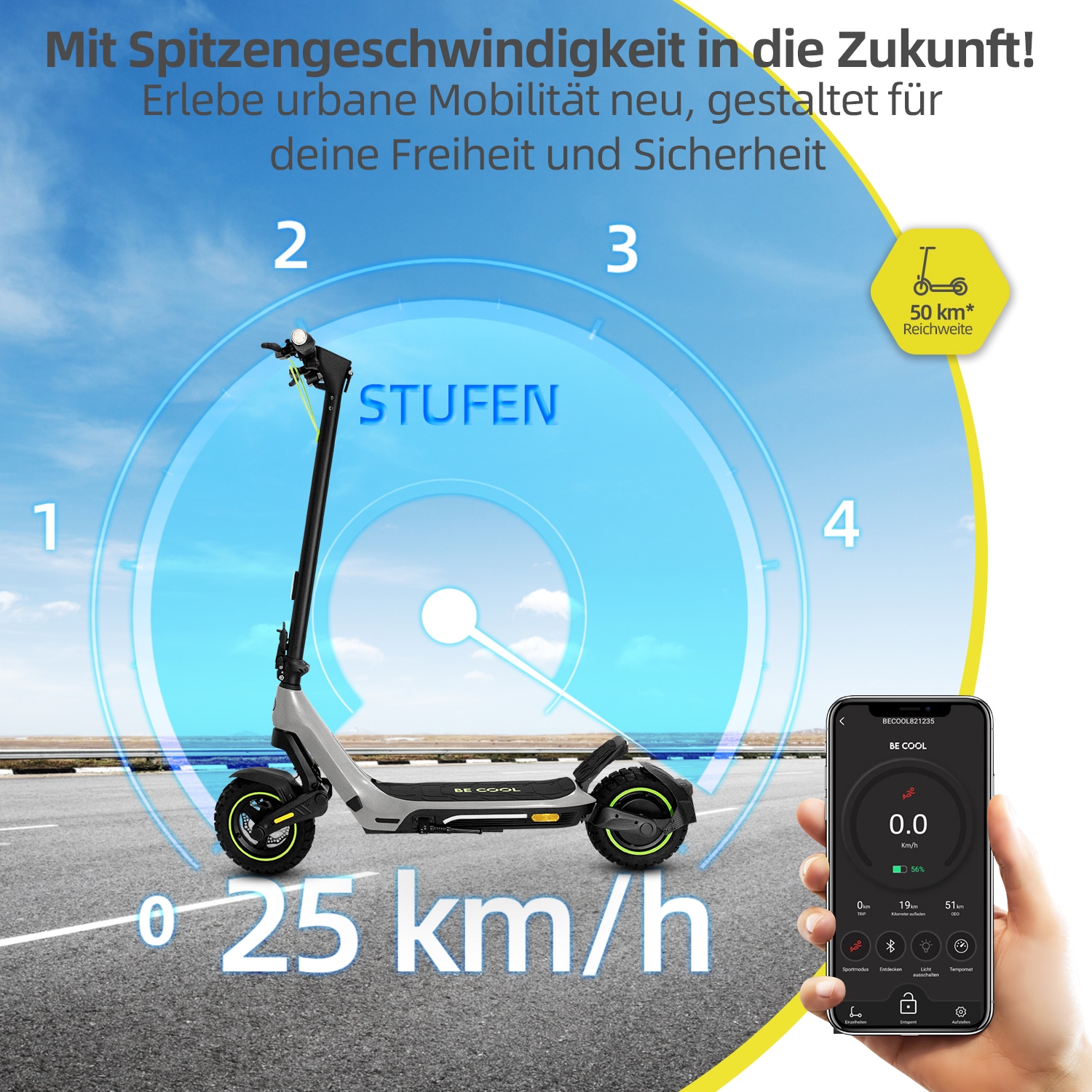 be cool E-Scooter »Hi10«, 25 km/h, 50 km