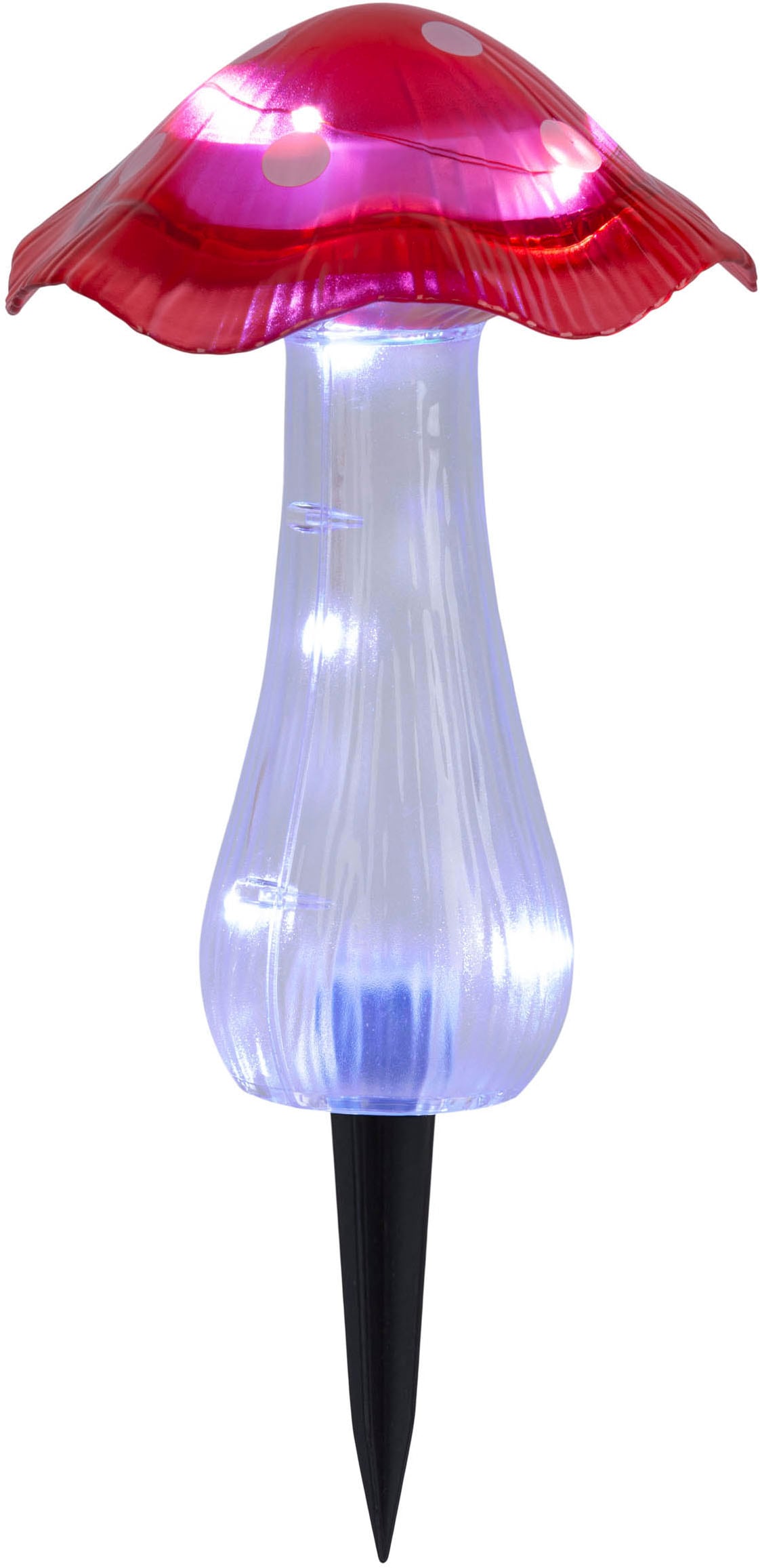 näve LED Solarleuchte »Mantar« LED-Modul 2 Stk. Kaltweiß 2er Set Dekoerdspieß Pilze rot und gelb, Dämmerungssensor, kaltweiß