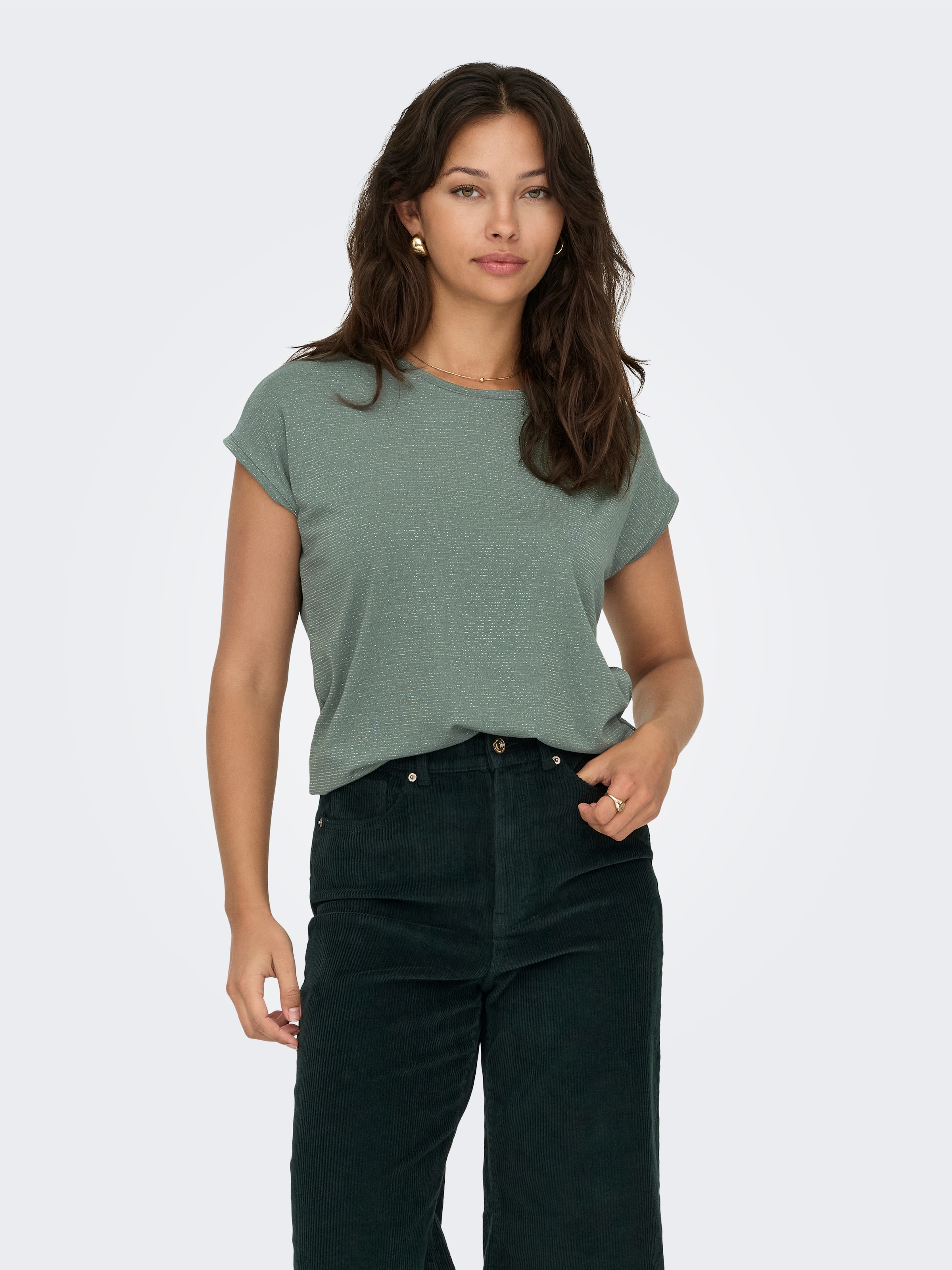 ONLY Kurzarmshirt »ONLCLAUDIA S/S GLITTER STRIPE TOP JRS«