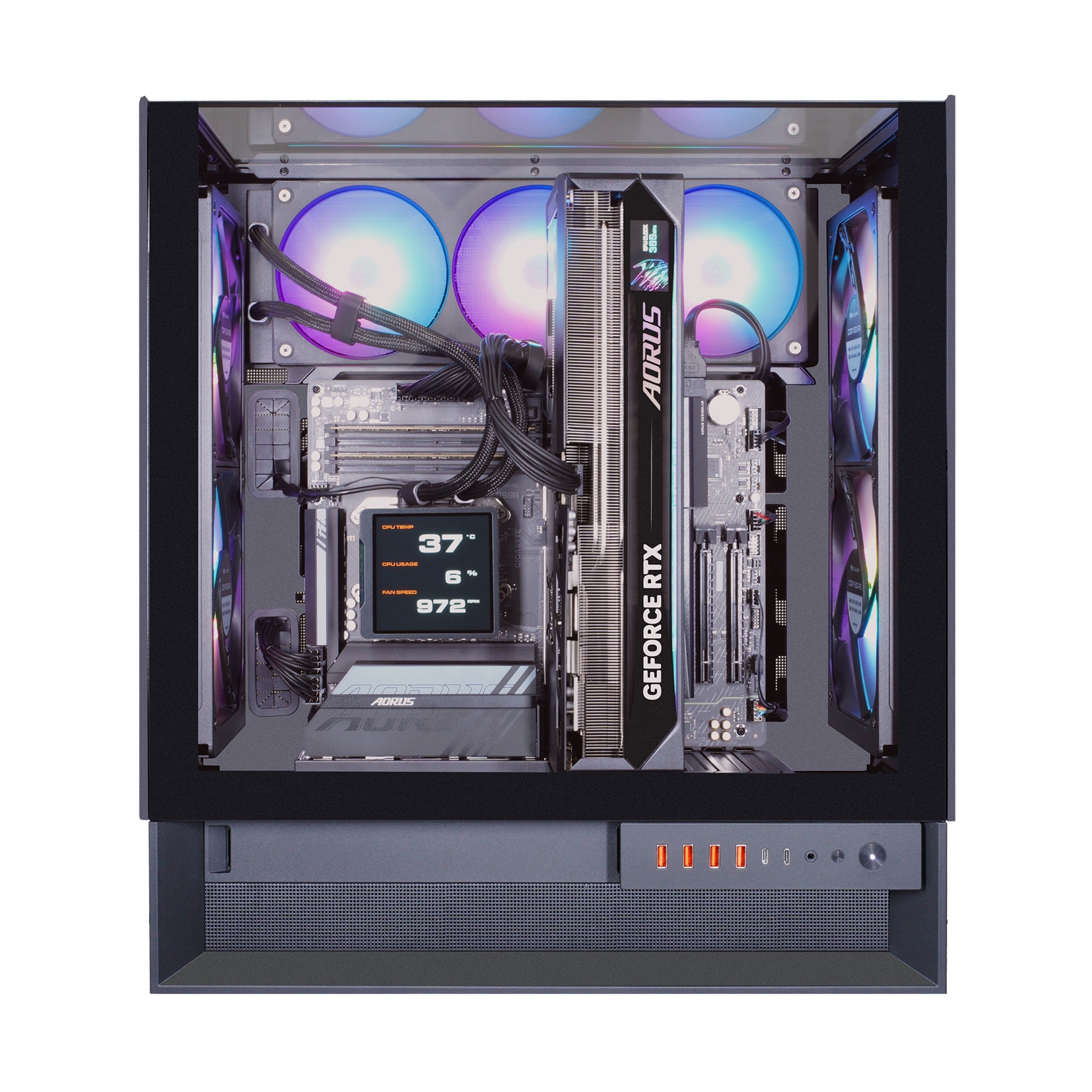 Cougar Gaming-PC »OmnyX BK 8077 AMD Ryzen 7 9700X 32GB DDR5 2TB SSD RTX 5080« Windows 11, DDR5 RAM, Wasserkühlung