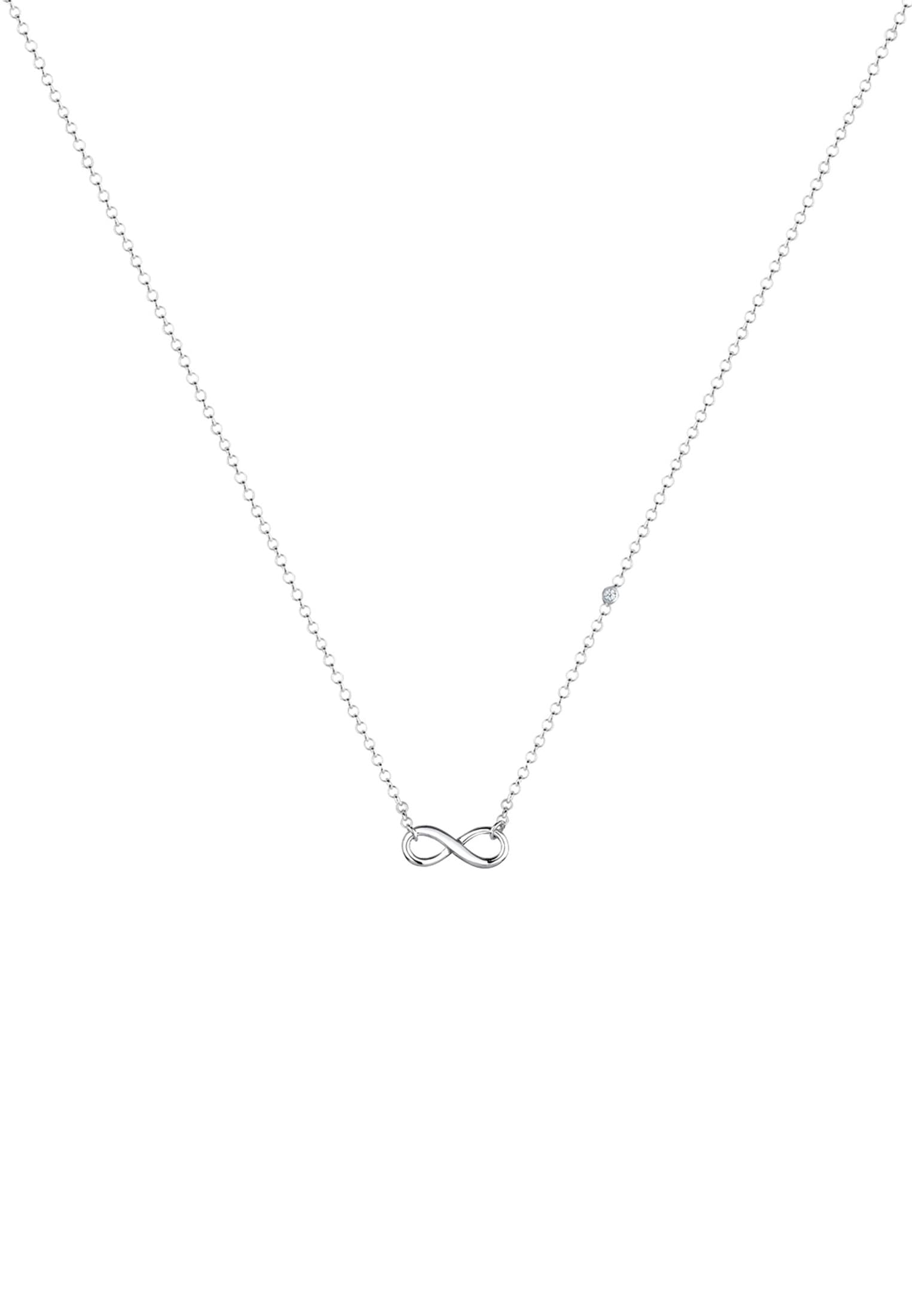 Elli DIAMONDS Silberkette »Halskette Infinity Diamant Weiß Brillantschliff (0.015 ct) 925 Sterling Silber«