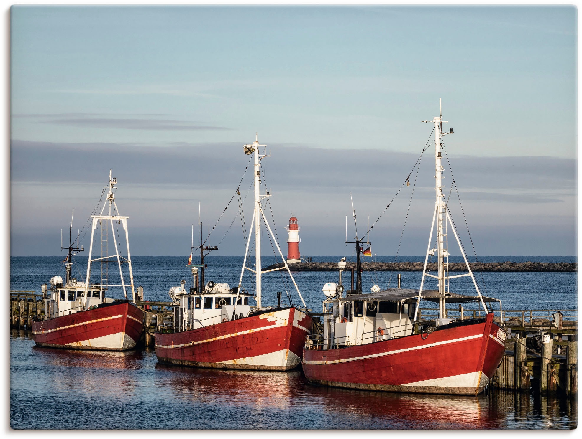 Leinwandbild »Fischerboote und Mole in Warnemünde«, Boote & Schiffe, (1 St.), auf...