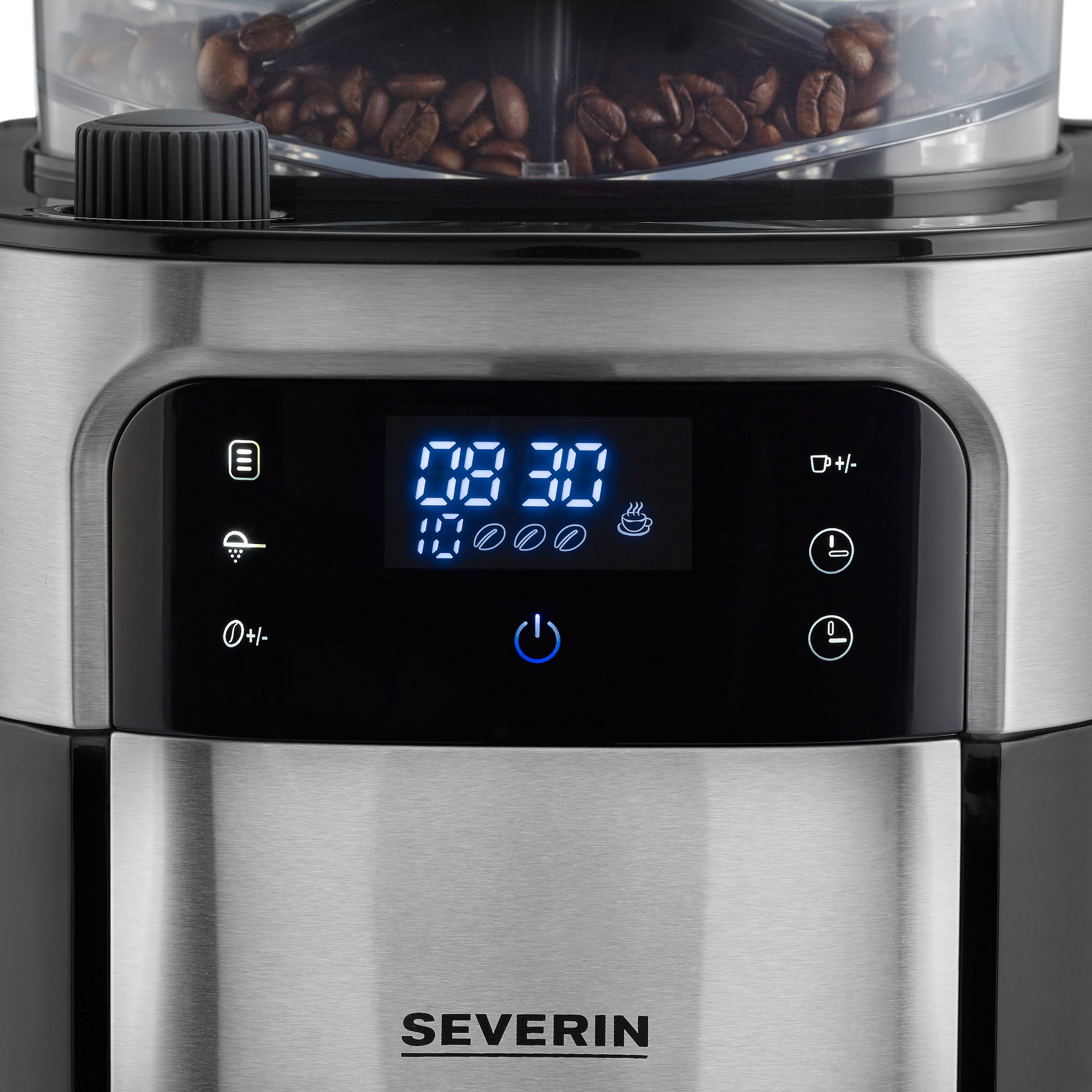 Severin Kaffeemaschine mit XXL und einstellbar, Garantie l 3 Kaffeemenge Permanentfilter, 1,25 Mahlwerk »KA Mahlgrad mit Jahren Timer Kaffeekanne, 60 bis Min., Warmhalten: 4813«, 1x4