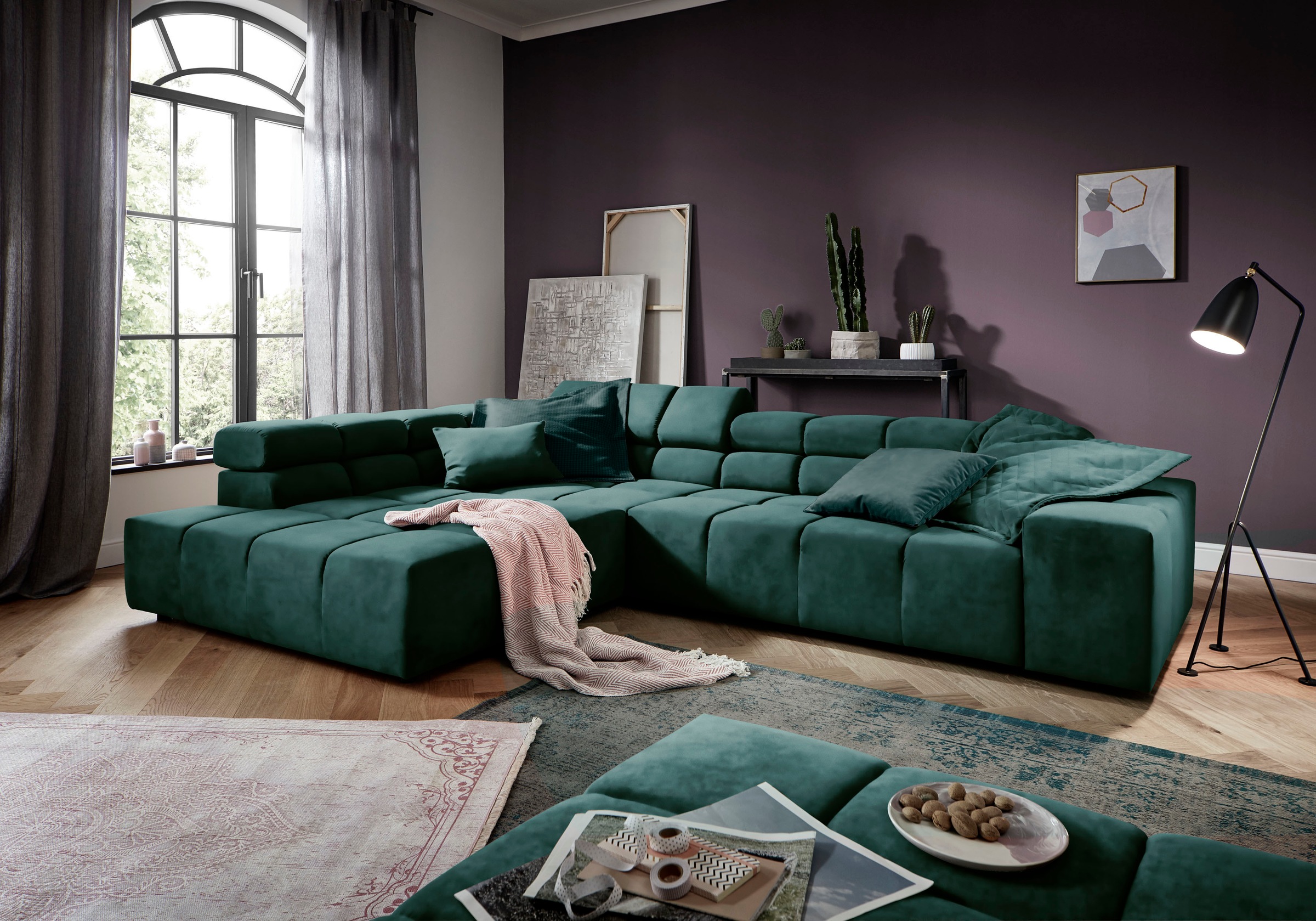 INOSIGN Ecksofa »Ancona incl. Kopfteilverstellung, OTTOs Choice, Breite 319cm, L-Form«, wahlweise motorische Sitztiefenverstellung, auch in Cord + Easy Care