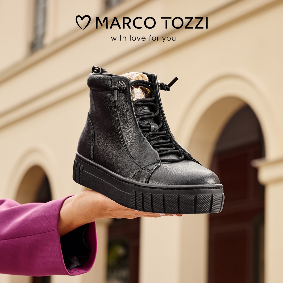 MARCO TOZZI Sneaker, Plateau, Boots, High Top-Sneaker mit elastischem Schnürsenkeln