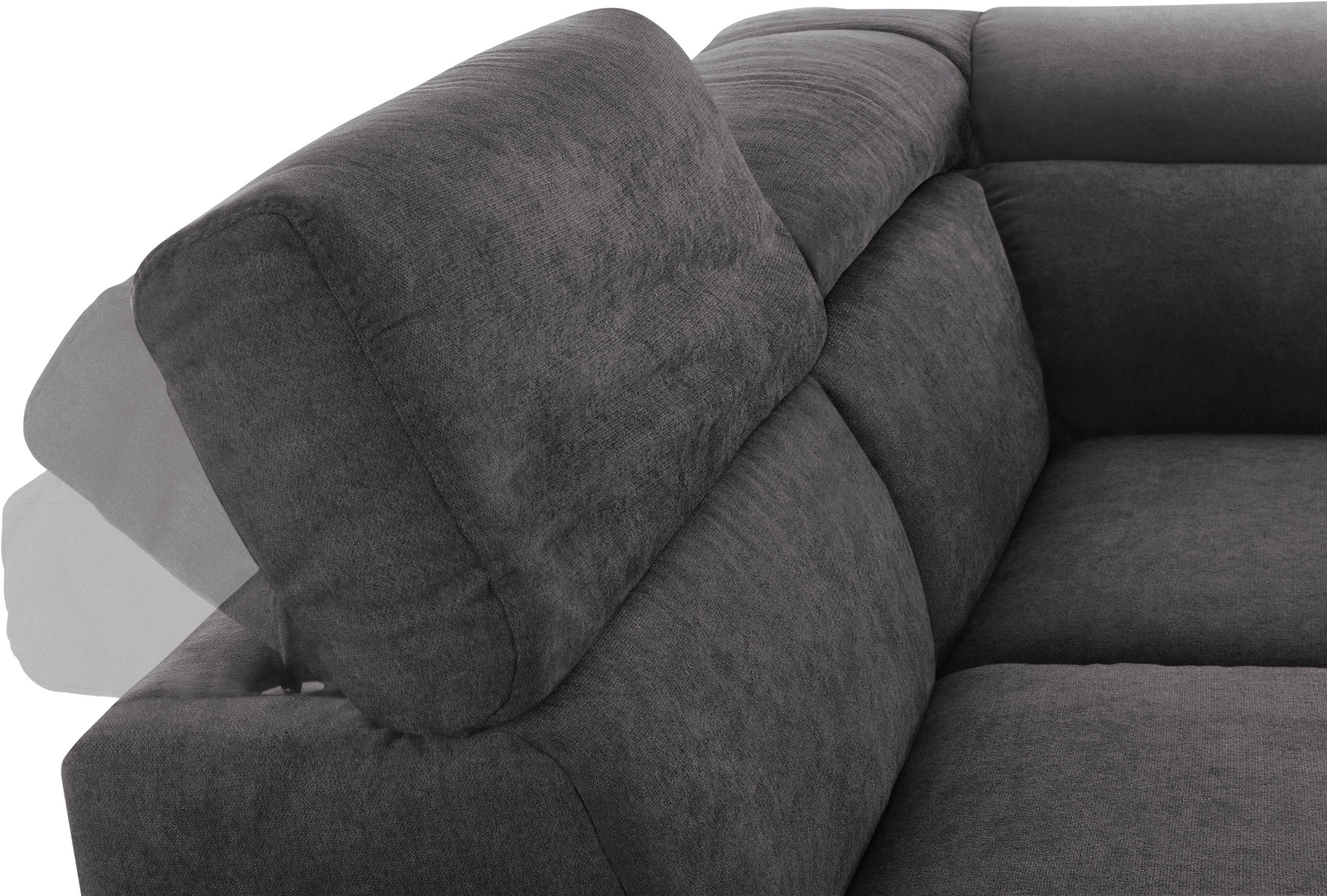 DOMO collection Wohnlandschaft »Mira, inklusive Kopfteilverstellung für mehr Wohlfühlkomfort, U-Form«, wahlweise mit Bettfunktion und Bettkasten, elegant und modern