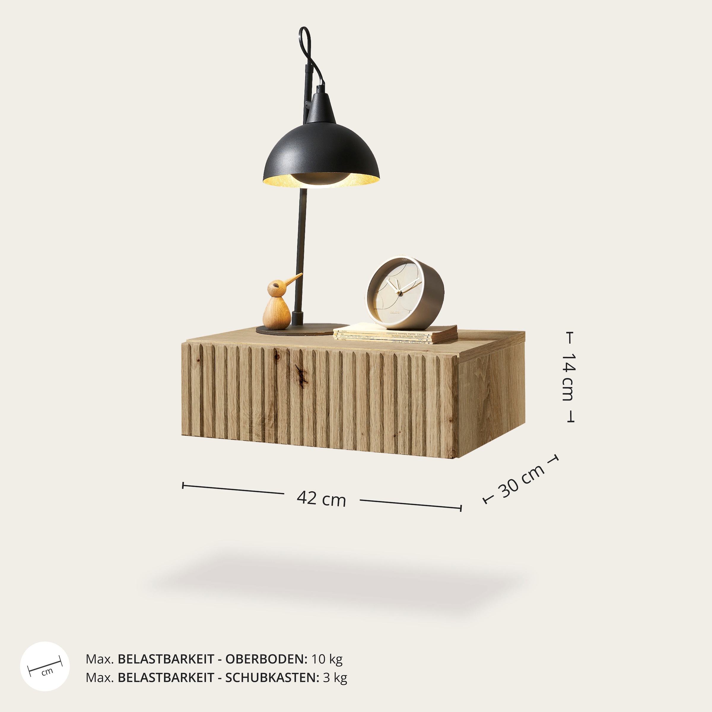 Schlafkontor Nachtkommode »Taboni Nachttisch, Nachtkonsole mit Push-to-open« Wandmontage