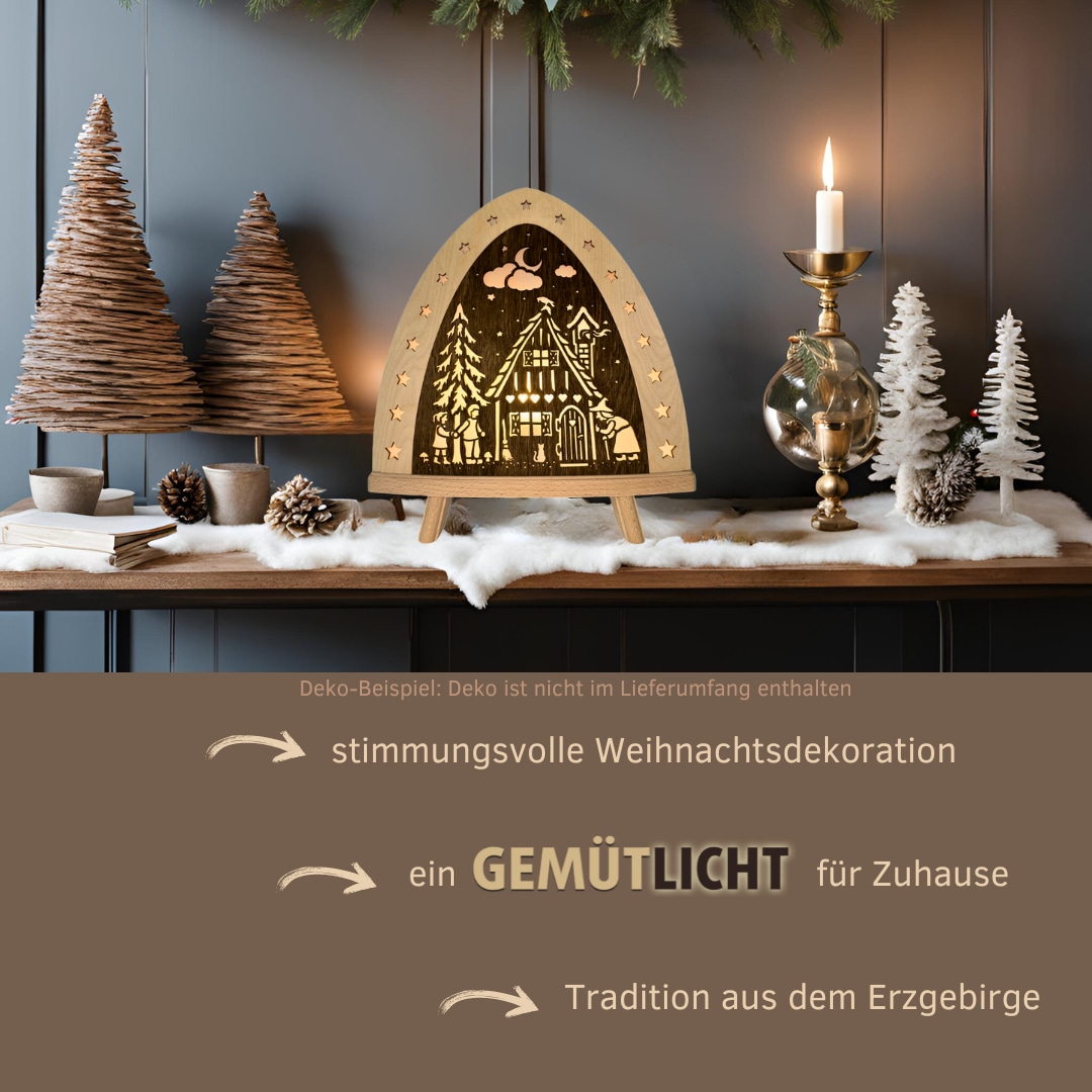Weigla LED Dekolicht »Hänsel & Gretel, BxHxT: 30x32x6 cm« E14 Weihnachtsdeko aus dem Erzgebirge, Holz Buche