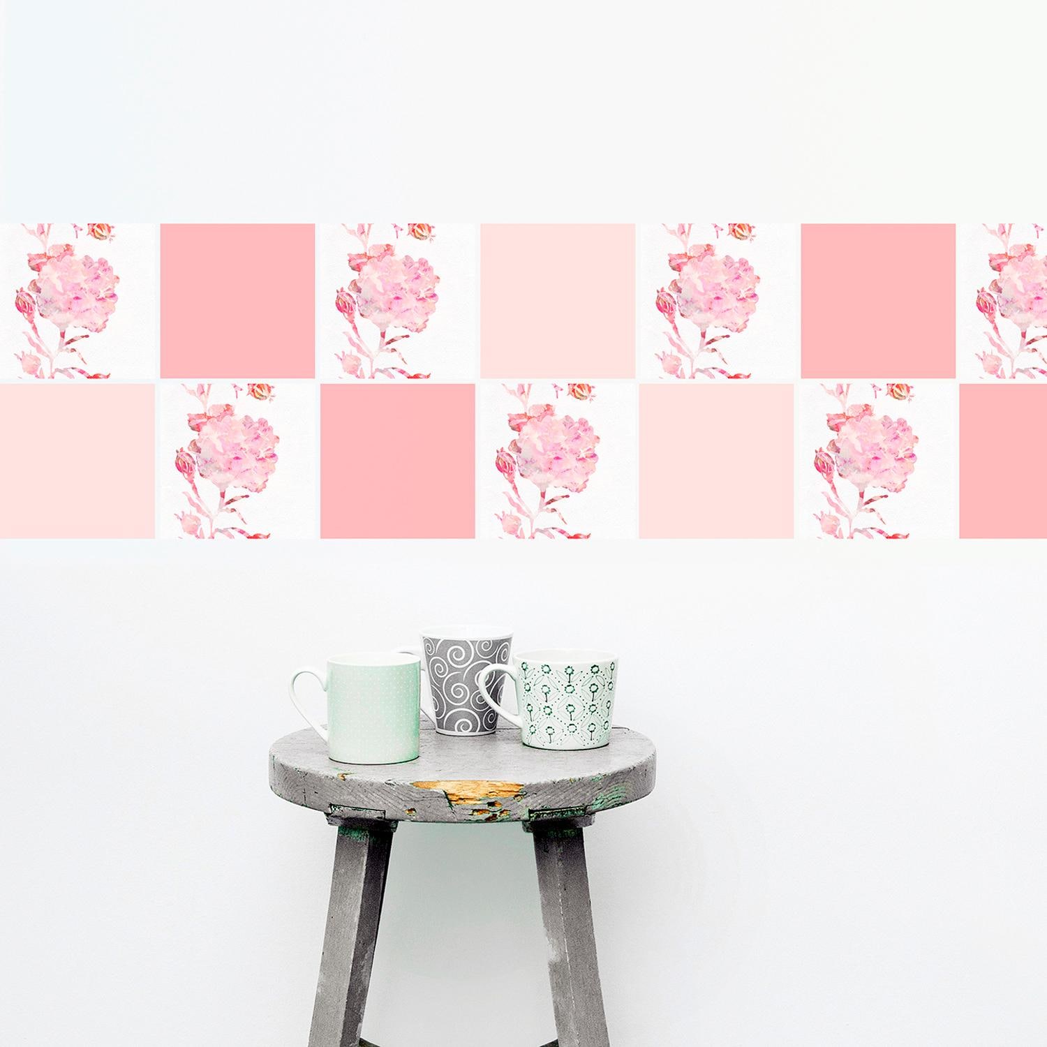 queence Fliesenaufkleber »Blumen« Stickerfliesen, selbstklebend, Sticker, 12er Set