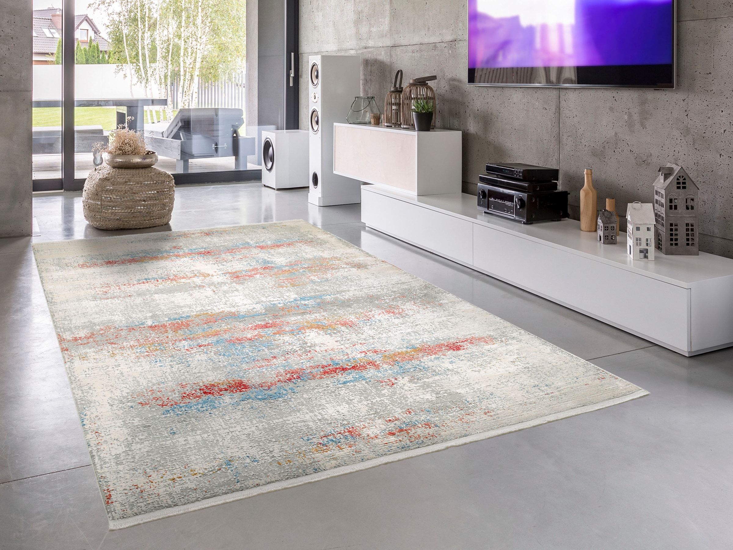 OCI DIE TEPPICHMARKE Teppich »ILLUMINATION LENOR« rechteckig 8 mm Höhe Glanz Viskose, mit Fransen, Hoch Tief Struktur, Vintage, Wohnzimmer