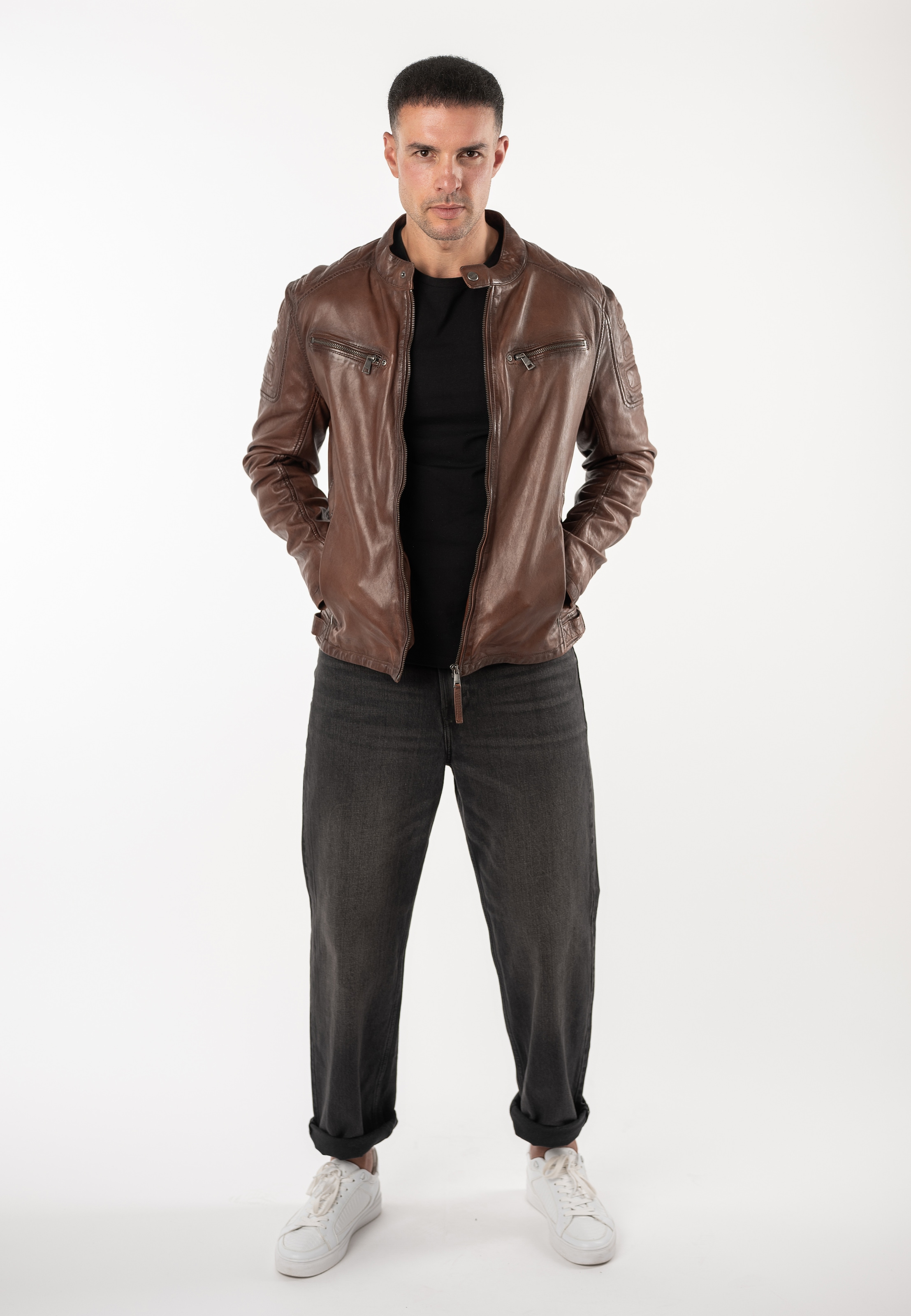 Mauritius Lederjacke »MMDreeser« mit betonter Schulterpartie, Regular Fit