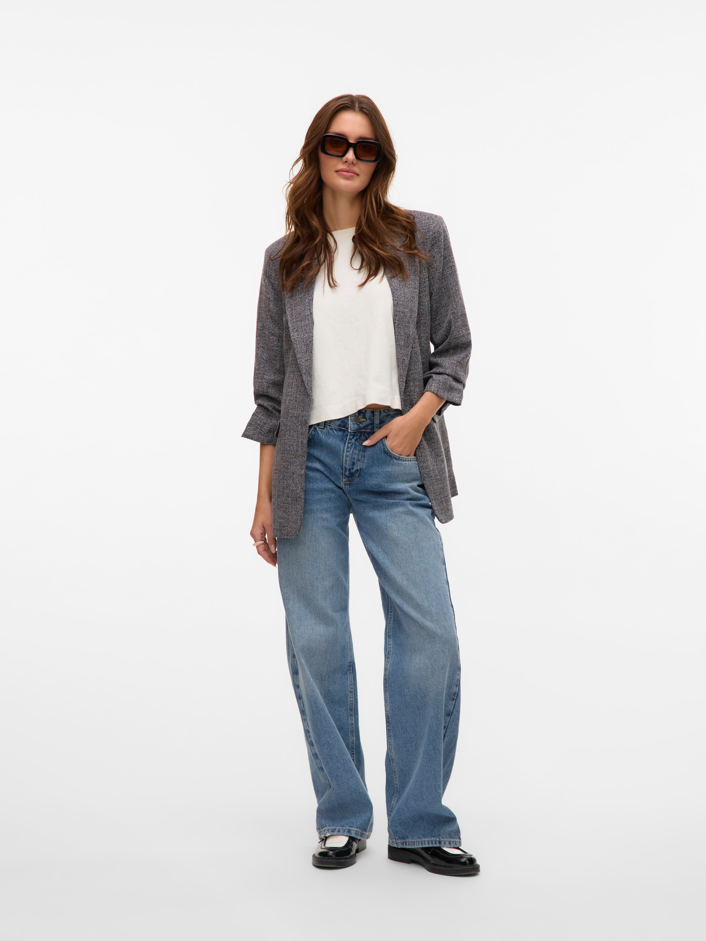 Vero Moda Longblazer »VMFRIDA LS REGULAR BLAZER NOOS«, ohne Verschluss und mit gerafften 3/4 Arm