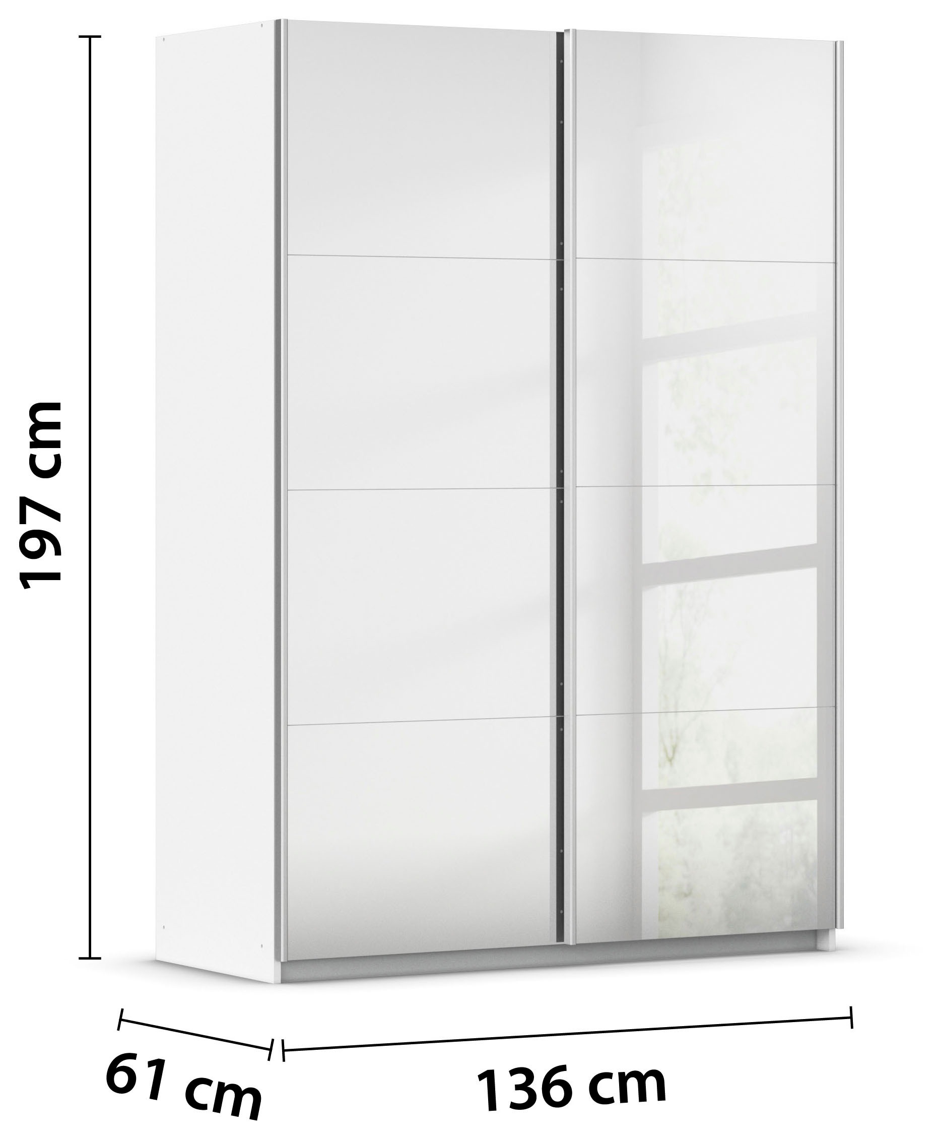 rauch Schwebetürenschrank »Kleiderschrank Schrank Kinderzimmer Topseller OTTOs CHOICE SUBITO« Garderobe Vollspiegel Breiten 136 & 181 Höhe 197 cm - MADE IN GERMANY