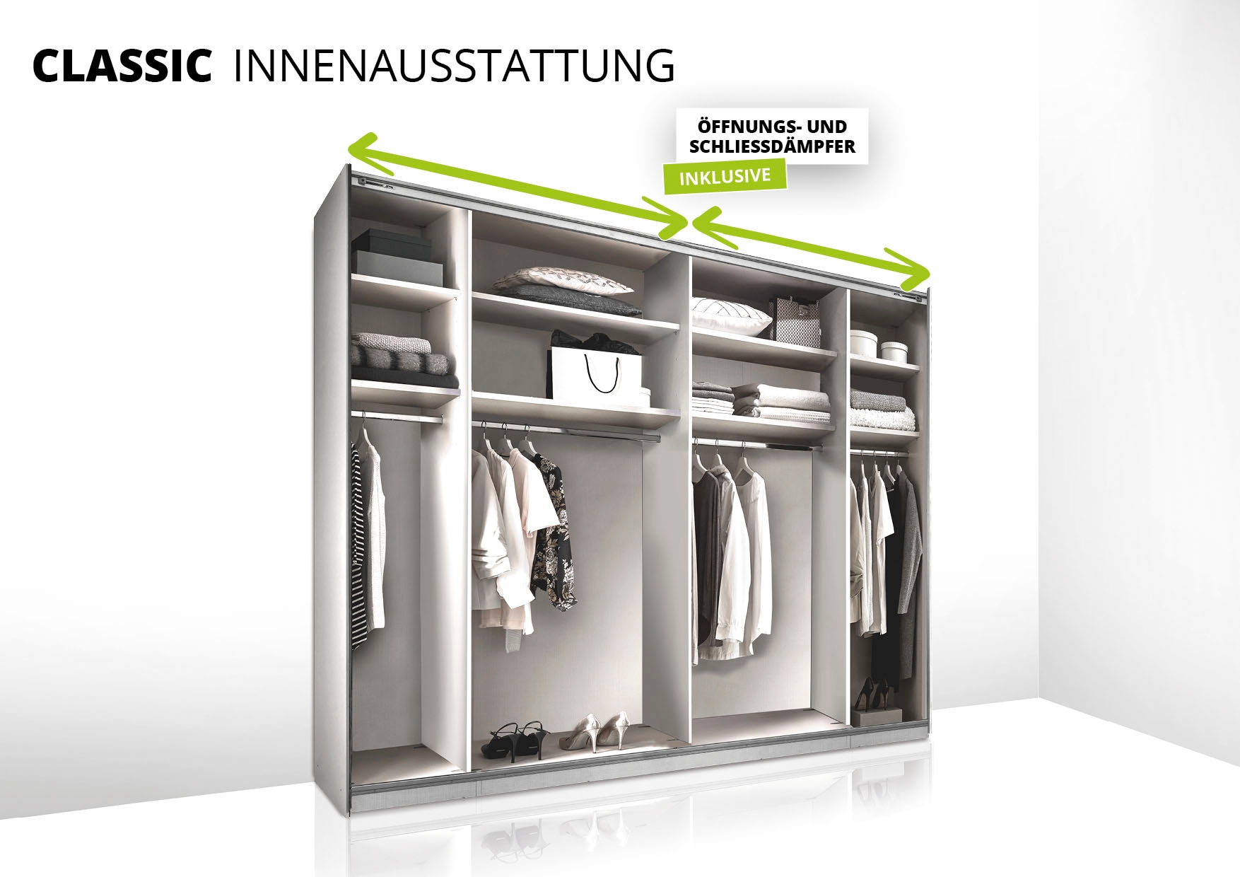 STAUD Schwebetürenschrank »Sonett 200 G, Made in Germany«, mit vier verschiedenen Ausstattungsvarianten