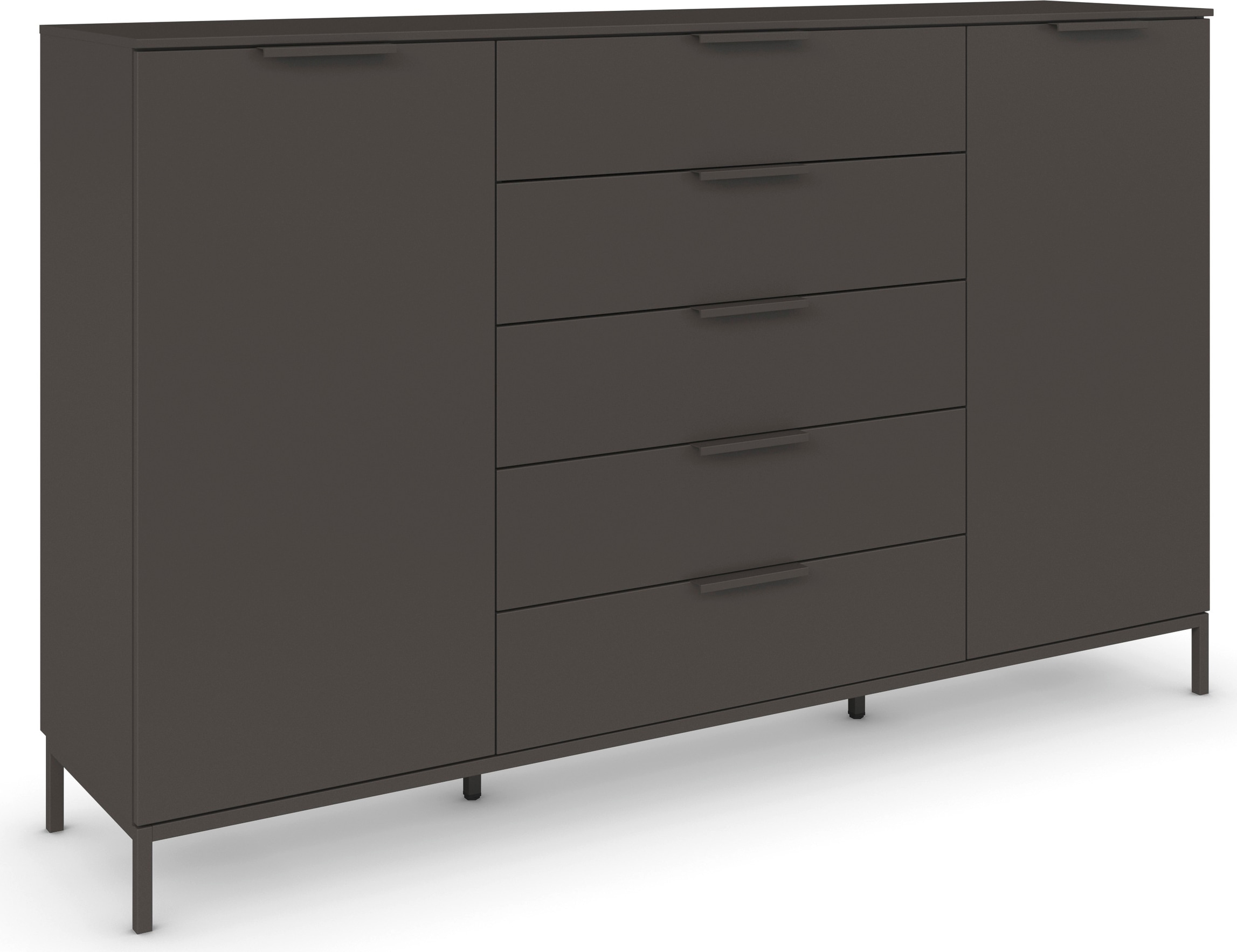 rauch Kombikommode "Kommode Türkommode Sideboard Kombikommode FLIPP" Breite 160/180 cm mit 4 Einlegeböden, 2-türig mit 5 Schubladen und Soft-Close-Funktion in zwei Breiten