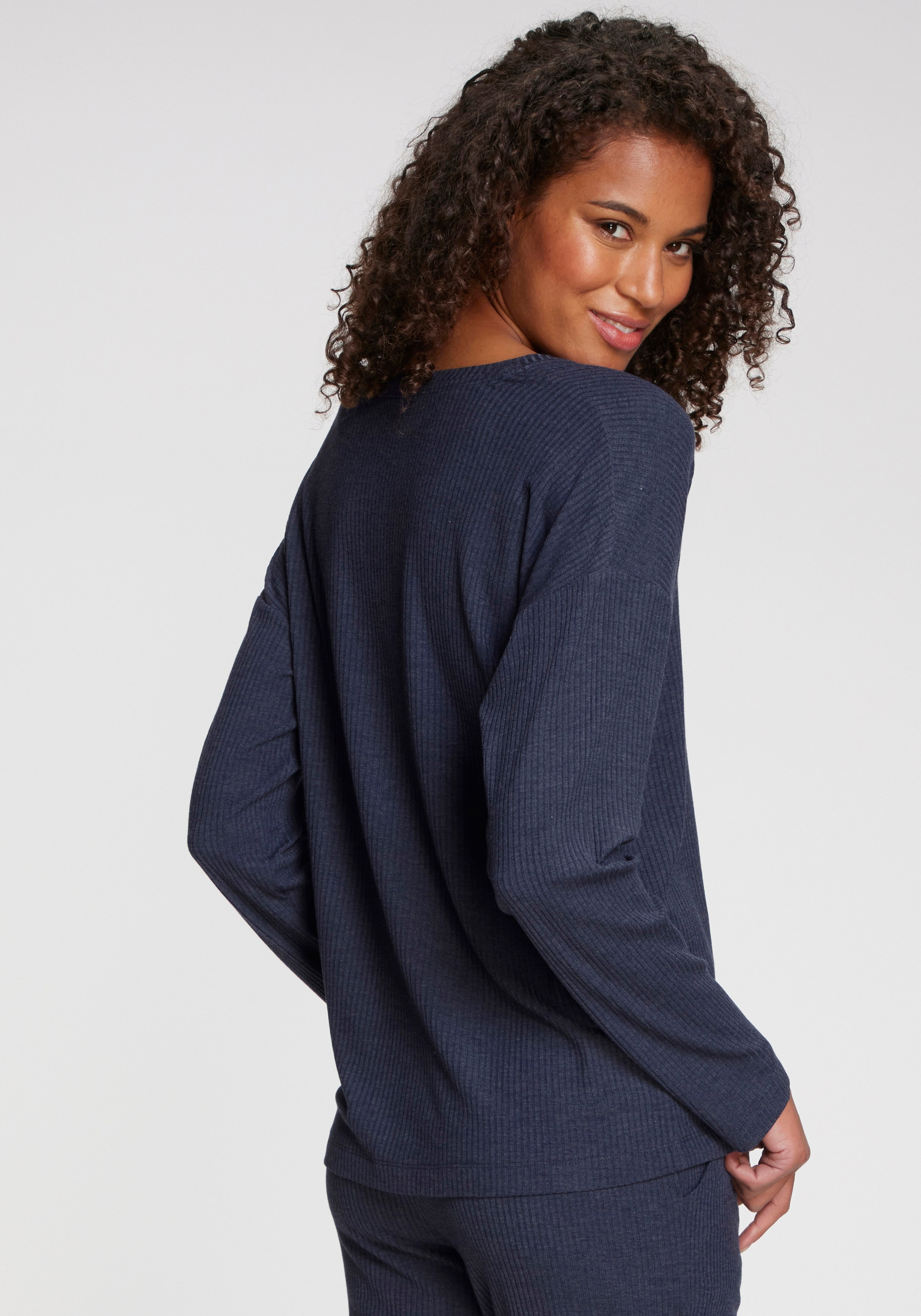 s.Oliver Pyjamaoberteil , Aus weicher Rippqualität
