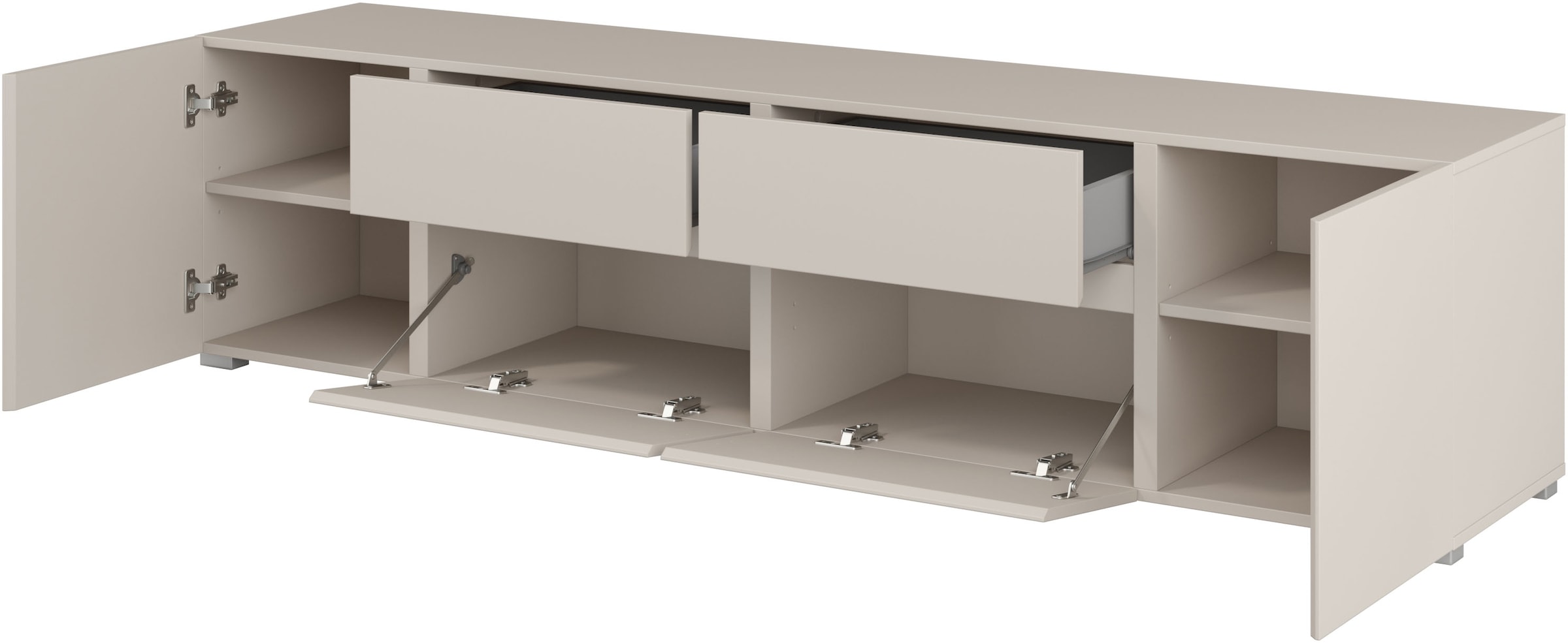 OTTO home Lowboard »Metric,Breite 195cm, grifflose Lowboard 2Klappen/2Schubkästen/2Tür« TV-Schrank mit viel Stauraum, TV-Board