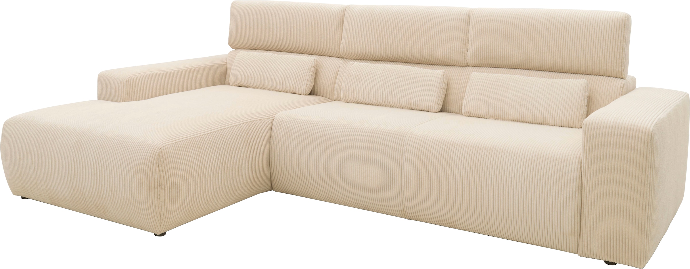 DOMO collection Ecksofa »Brandon B/T/H: 289/177/80 cm, belastbar bis 140kg/ Sitz, auch in Cord«, mit Kopfteilverstellung, wahlweise Sitztiefenverstellung, L-Form