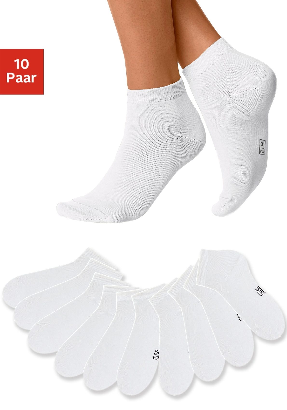 H.I.S Kurzsocken, (10 Paar), mit bei verstärkter und Ferse ♕ Spitze