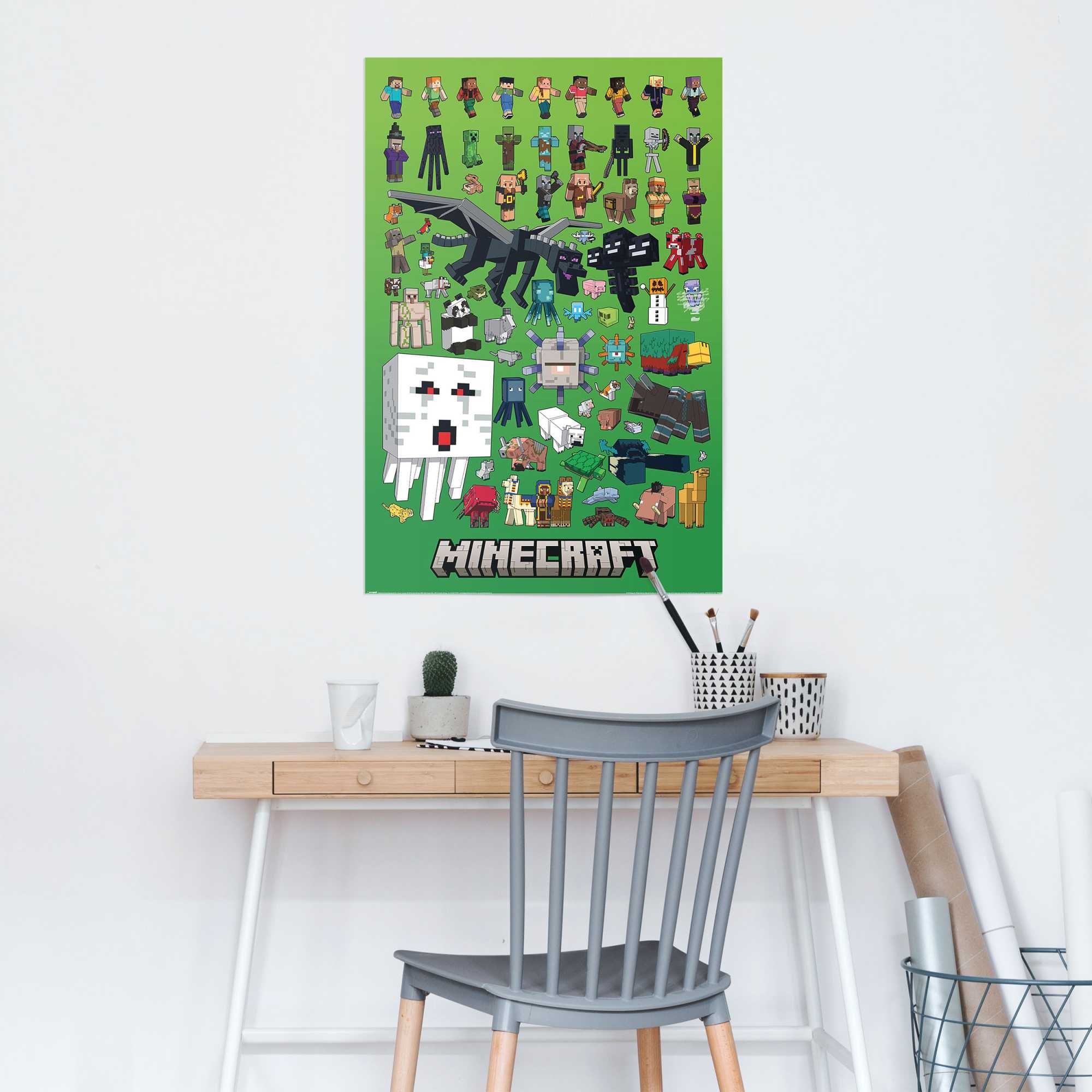 Reinders! Poster »Minecraft - character montage« Kinderzimmer - Grün - 150 gr.  Papier - Games - 61x91,5 cm