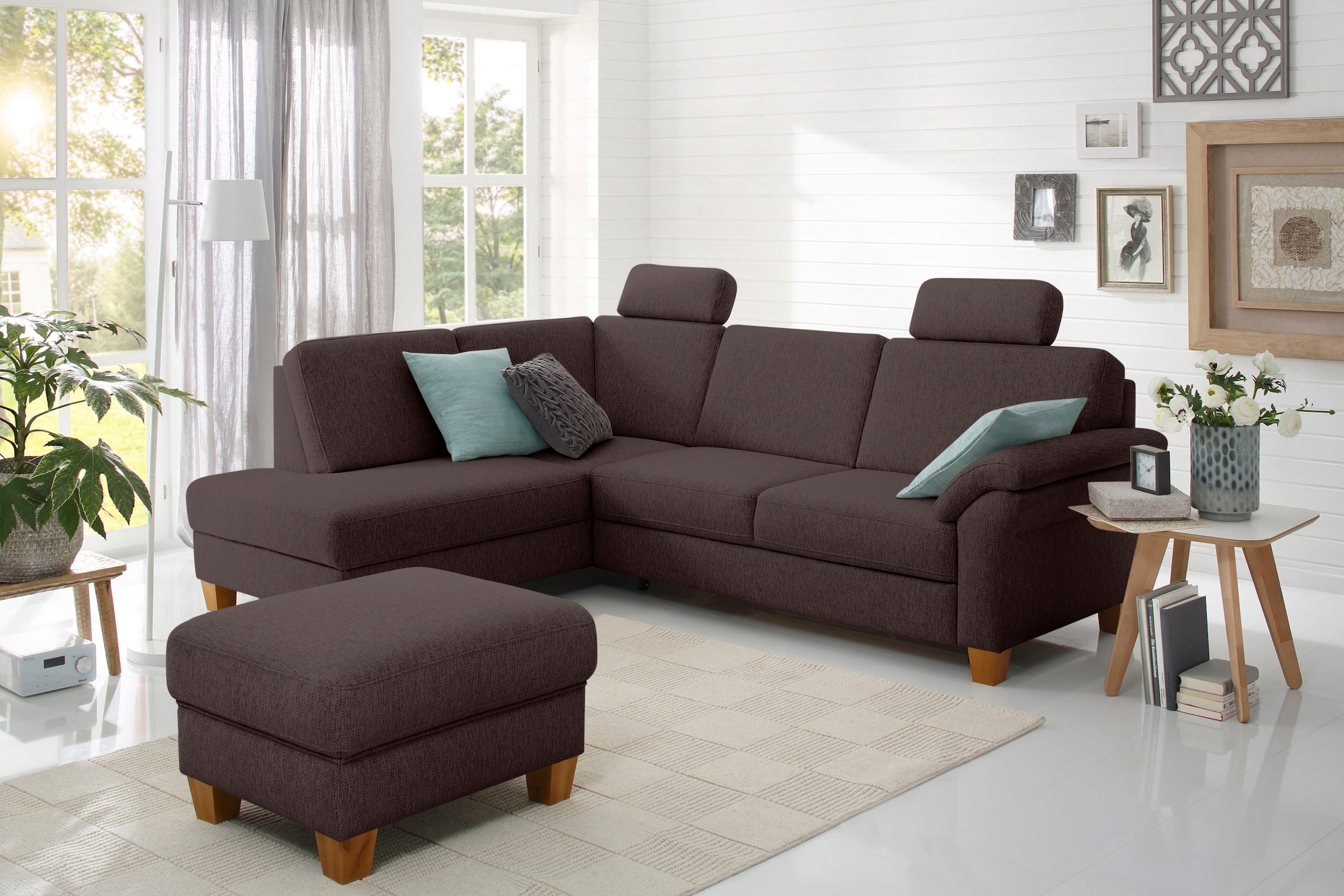 Home affaire Ecksofa »Borkum L-Form«, mit Federkern, wahlweise mit Bettfunktion