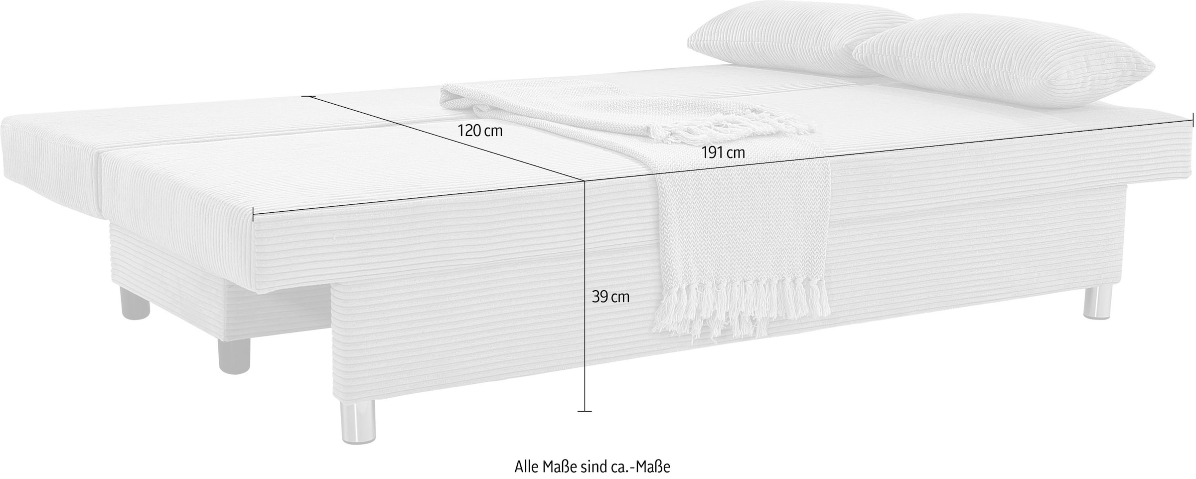 Jockenhöfer Gruppe Schlafsofa »B: 191 cm, Liegefl. 120x191 cm« mit Bettfunktion & Bettkasten