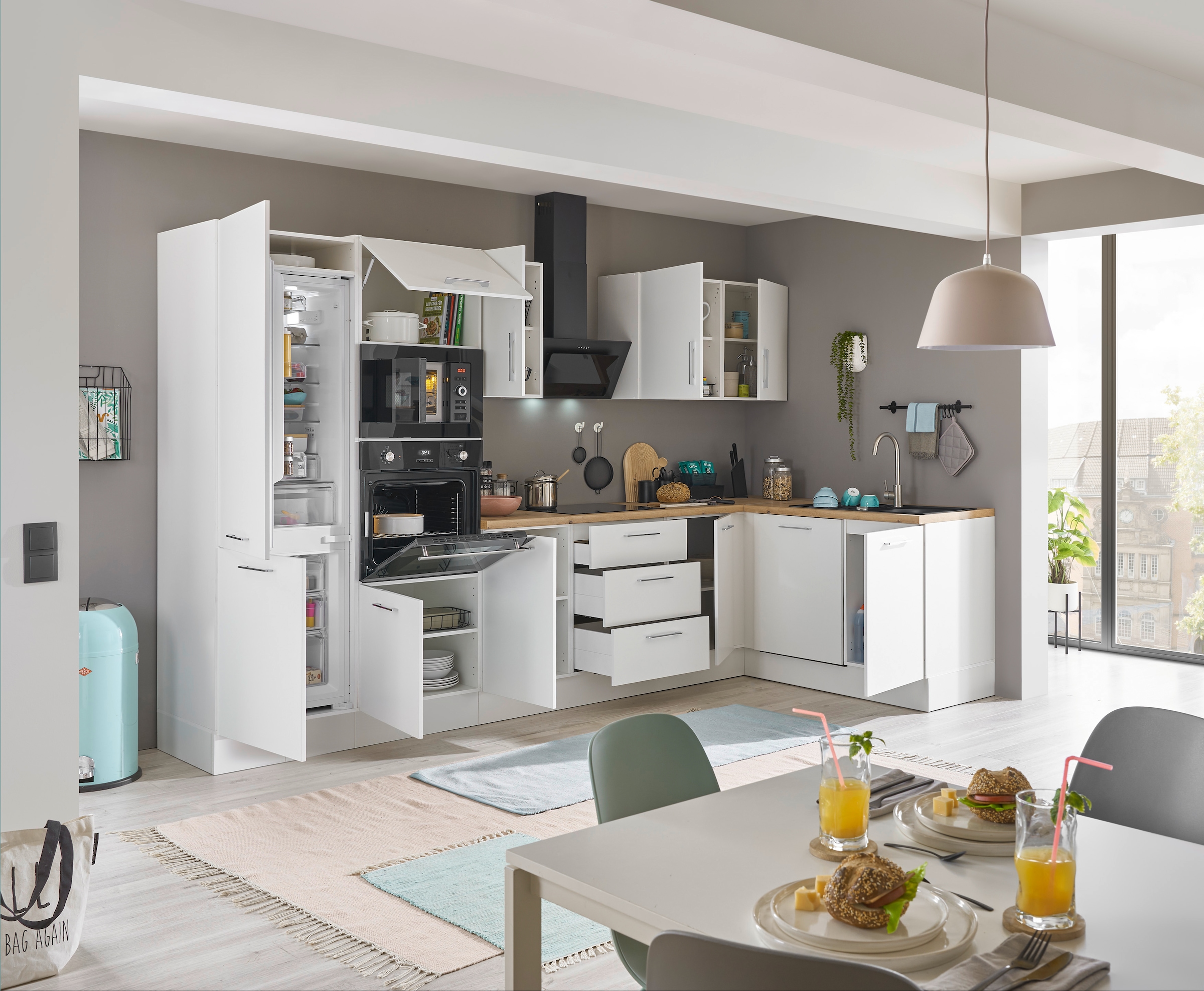 BASIC by Balculina Winkelküche »Turin«, Stellbreite 340x175 cm, wahlweise mit E-Geräten