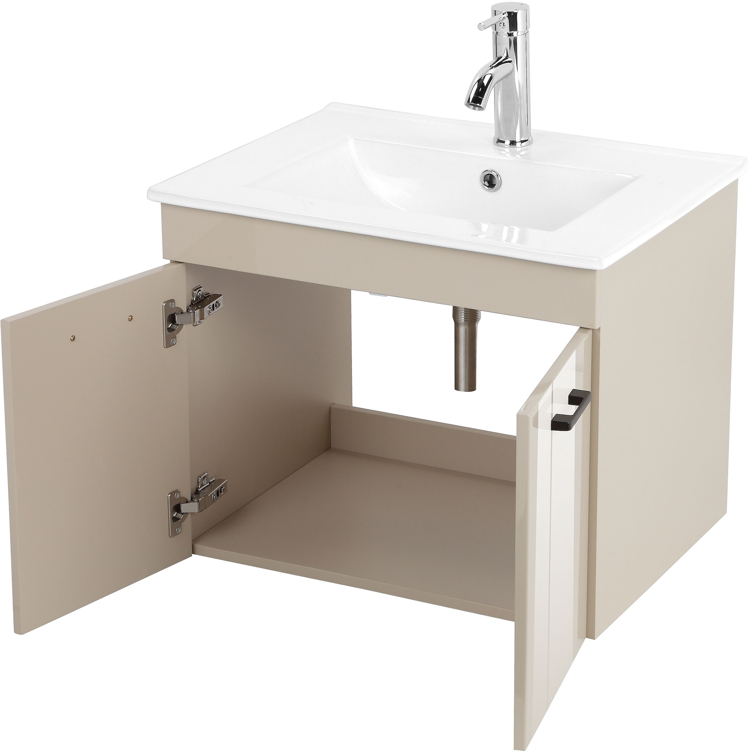 welltime Waschtisch »Florenz, Breite 60cm, 2 Tür, 2 Fächer, MDF-Front«, Waschplatz mit 2 Türen,in verschiedenen Farben erhältlich, Badmöbel