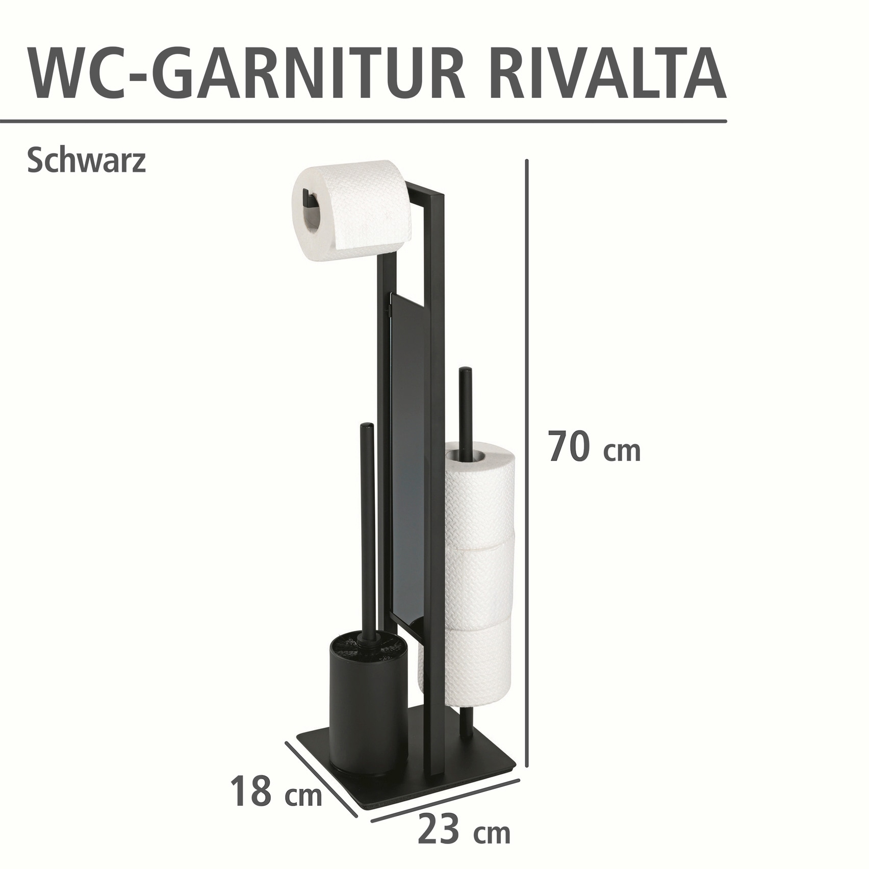 WENKO WC-Garnitur »Rivalta«, aus Edelstahl, integrierter Toilettenpapierhalter und WC-Bürstenhalter