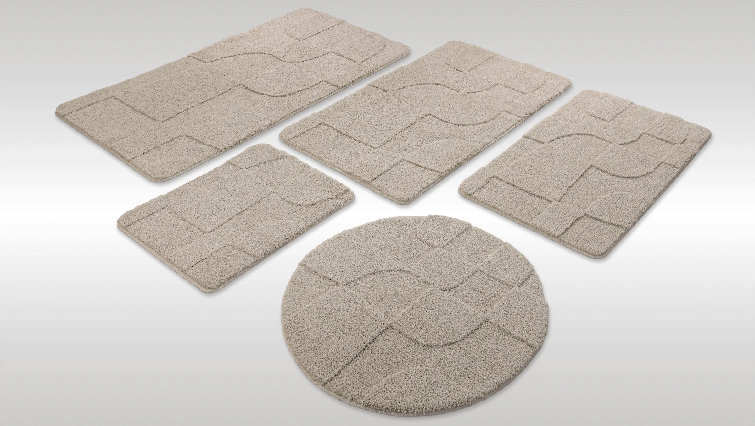 Wecon home Badematte "Davie" Höhe 25 mm rutschhemmend beschichtet schnell trocknend Badteppich, Hoch-Tief-Effekt, weich, rutschhemmend, waschbar, getuftet