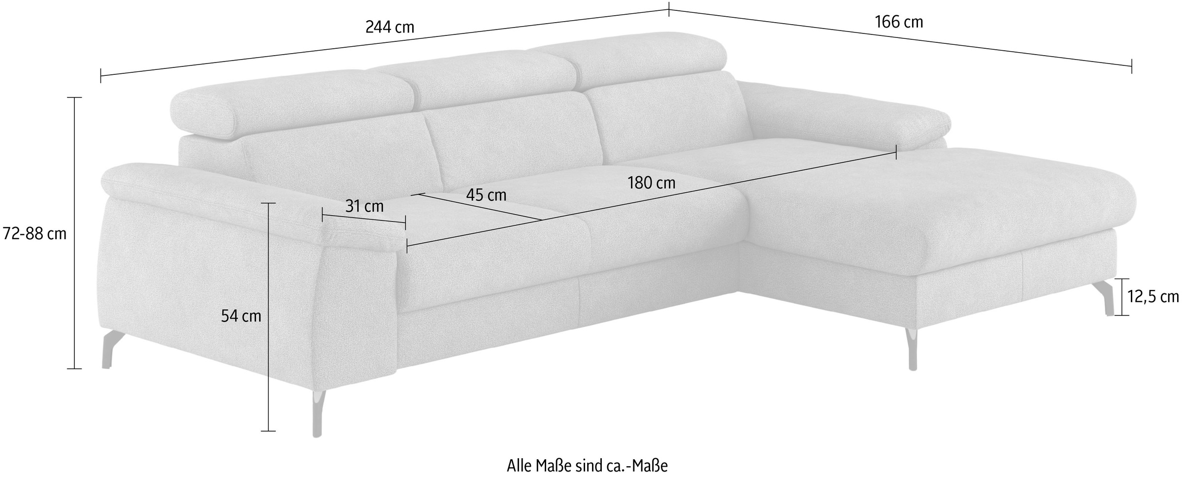 COTTA Ecksofa »Kitty L-Form«, mit Kopfteilverstellung, wahlweise mit Bettfunktion & Bettkasten