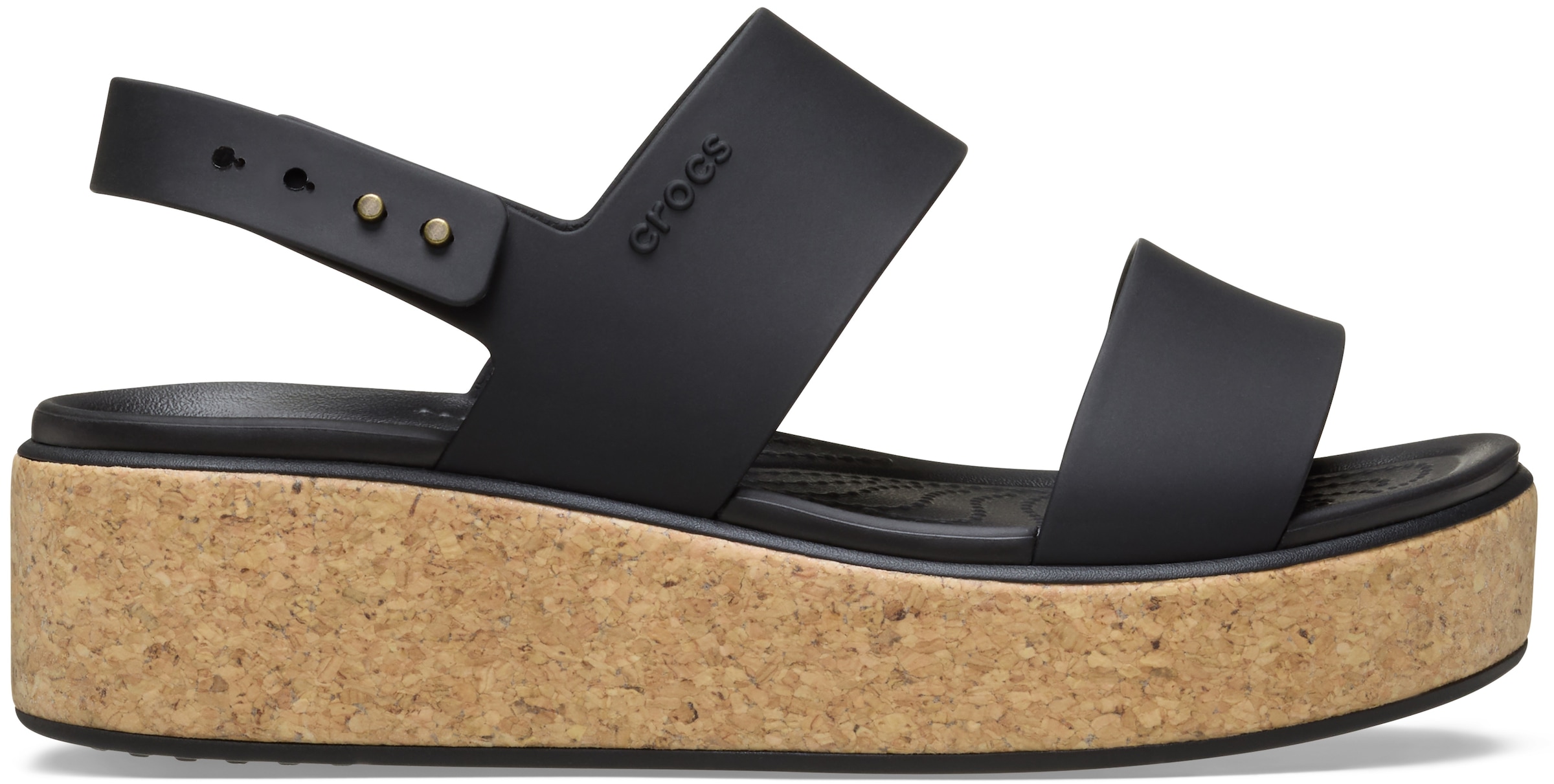 Crocs Keilsandalette »Brooklyn Cork Low Wedge«, Plateausandale, Sommerschuh mit Korkplateau