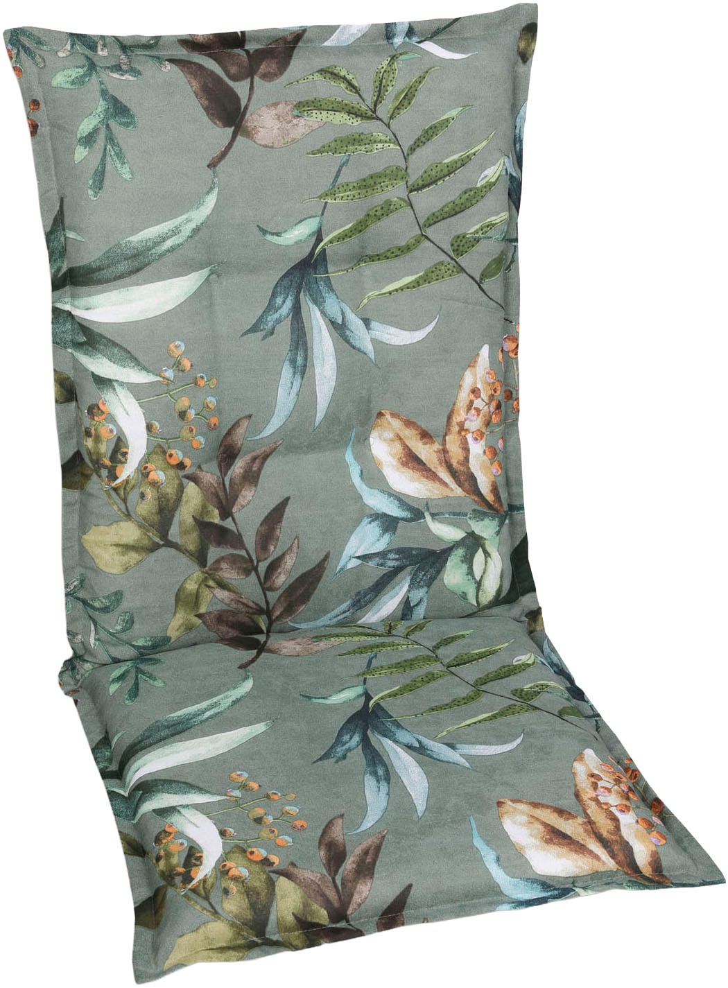 GO-DE Sesselauflage Blätter / Beeren grün - Maße BxLxH ca.: 50 cm x 108 cm x 7 cm