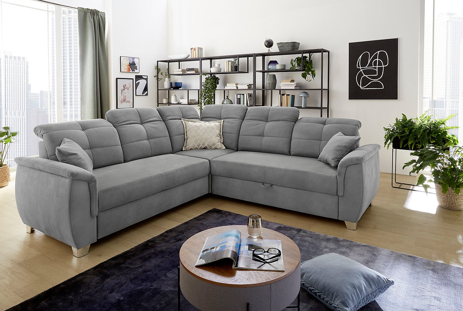 Jockenhöfer Gruppe Ecksofa Udine, verstellbare Kopfteile, Gästebett- und Relaxfunktion