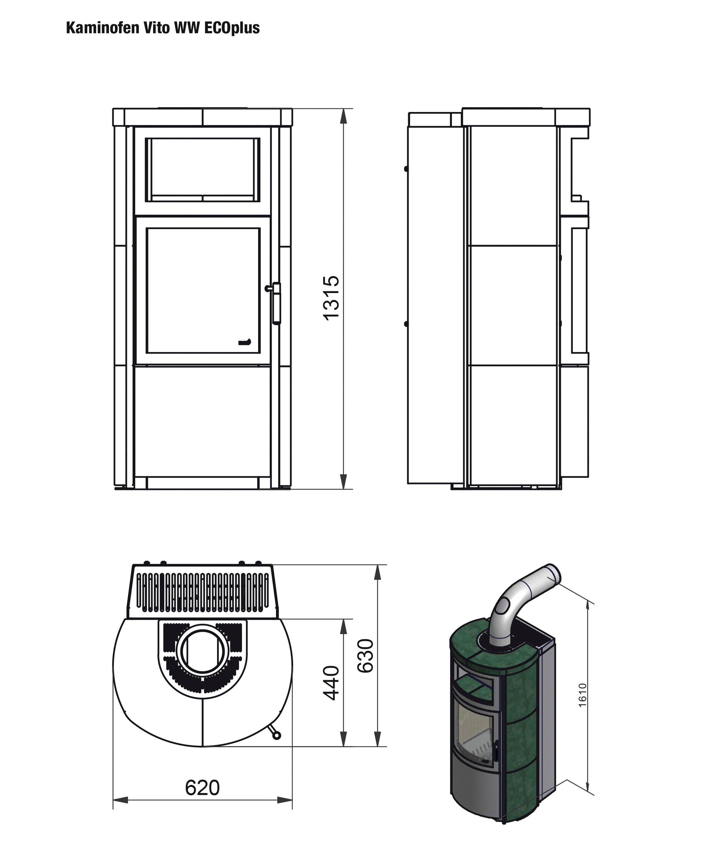 HARK Kaminofen »»Vito WW GT ECOplus 14,2 KW««, creme