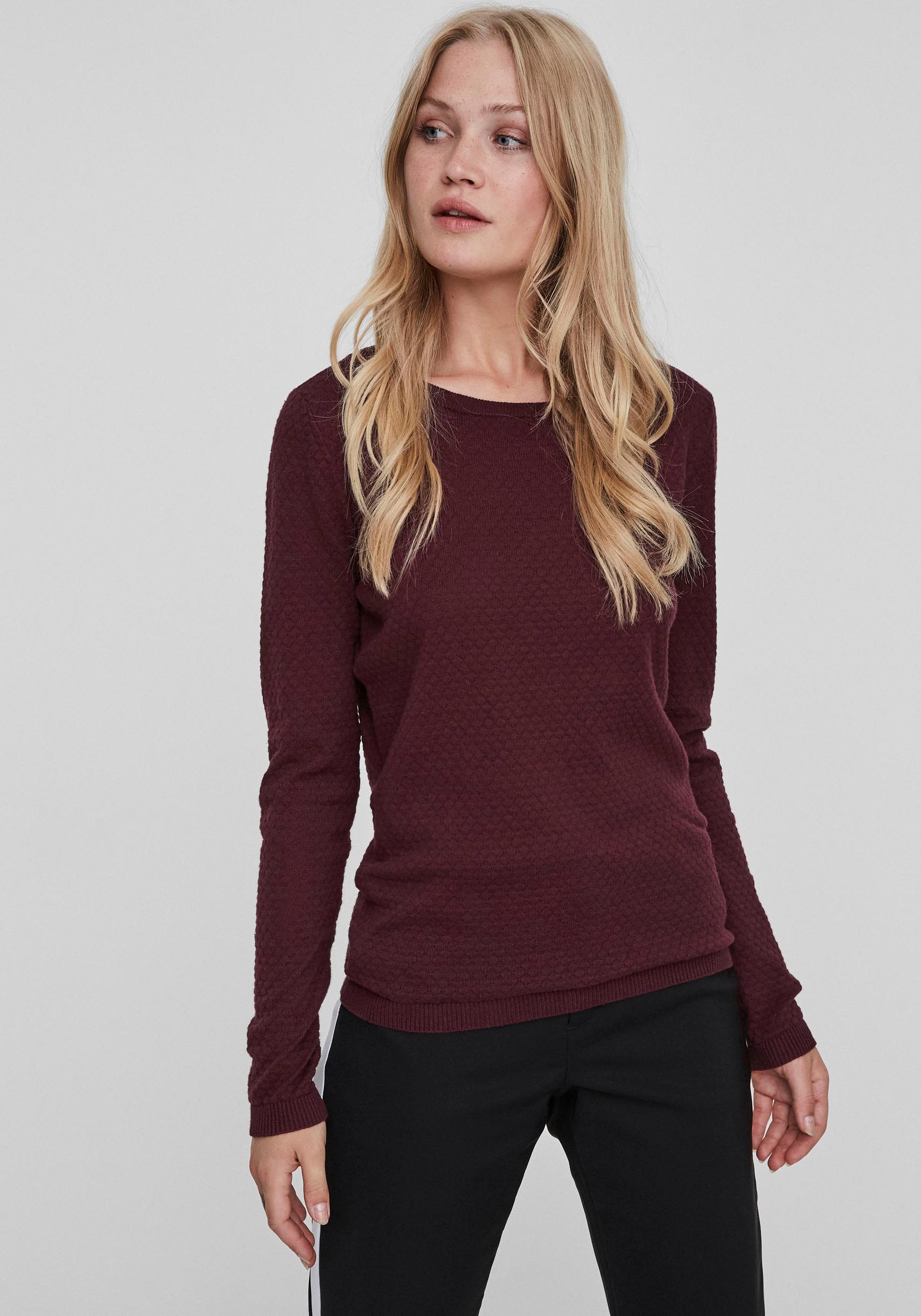 Vero Moda Rundhalspullover »VMCARE STRUCTURE LS O-NECK BLOUSE«